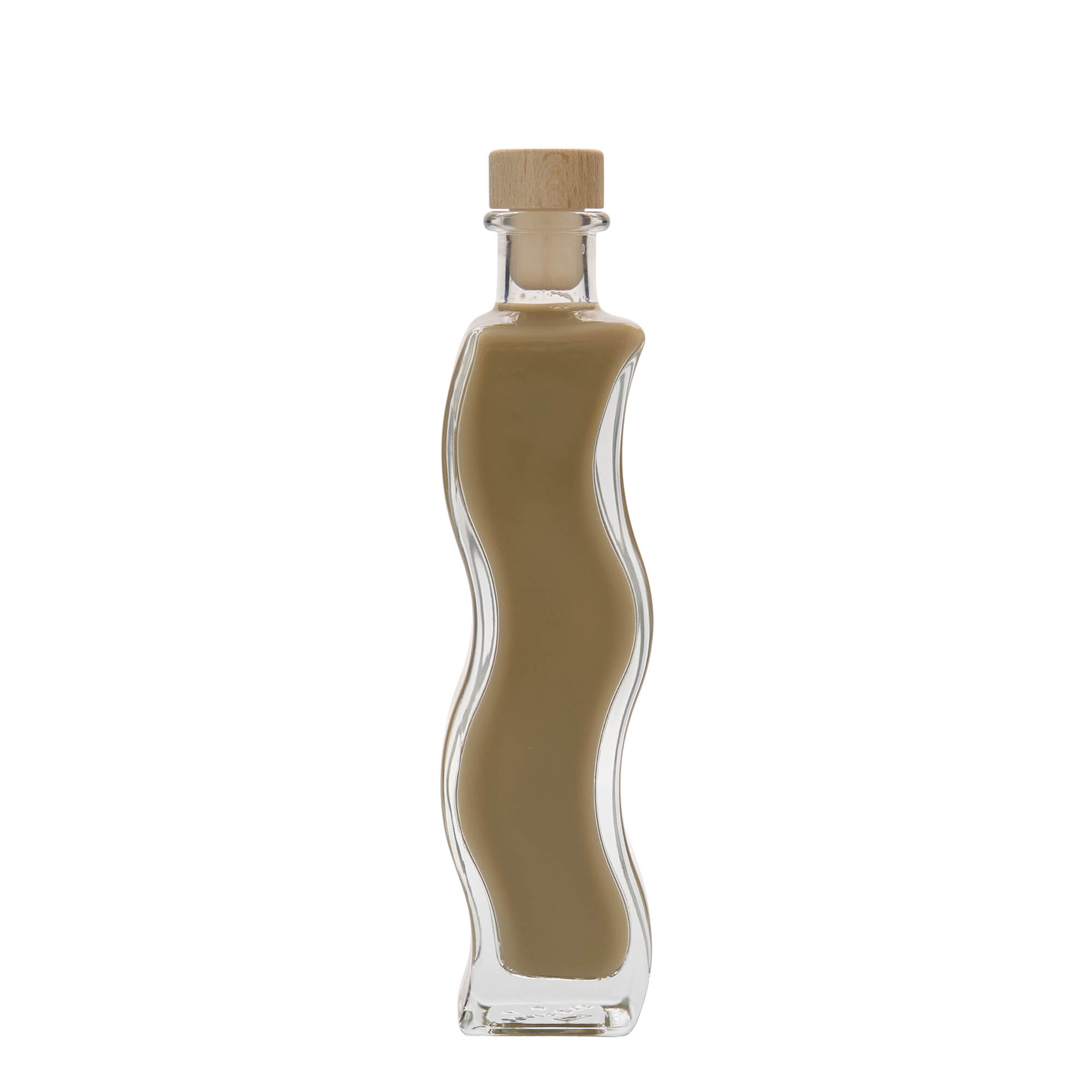 200 ml sklenená fľaša 'Vlna', štvorcová, hrdlo: korok
