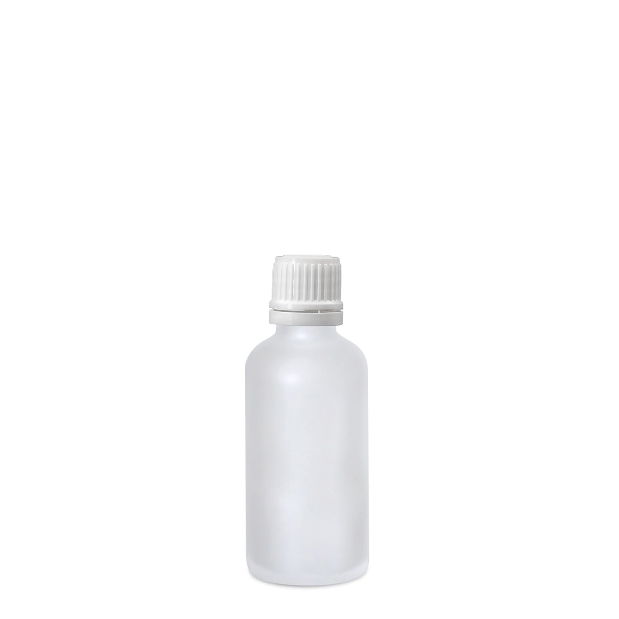 50 ml lekárska fľaša, sklo, matné, hrdlo: DIN 18