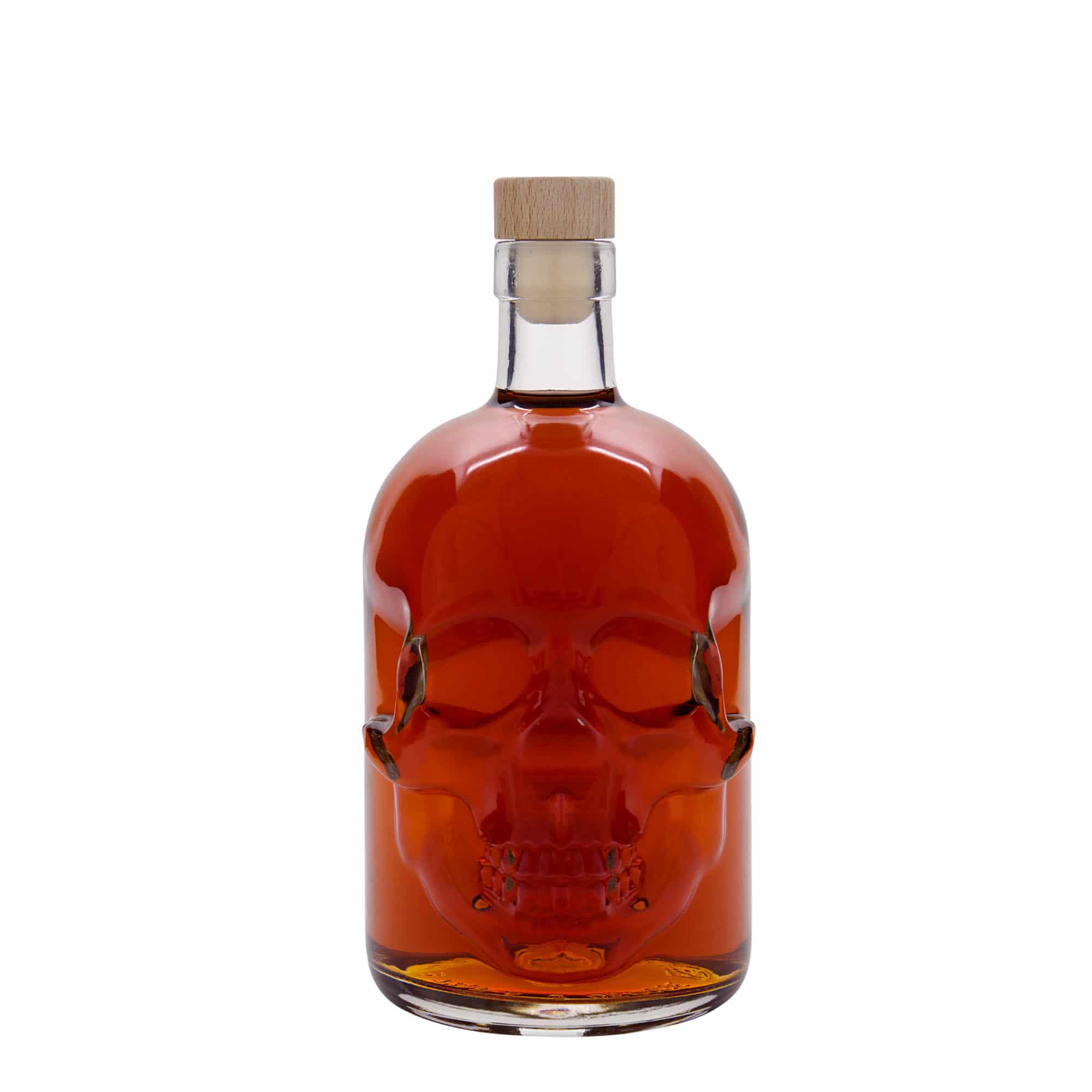 700 ml sklená fľaša „Lebka“, hrdlo: korok