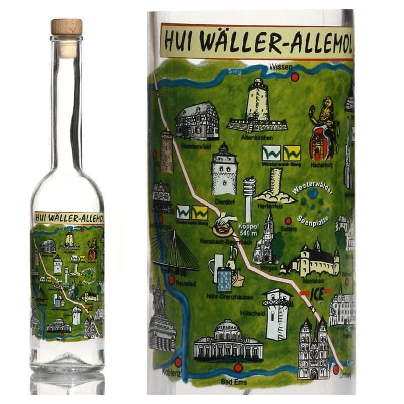 500 ml sklená fľaša „Opera“, motív: Westerwald, hrdlo: korok 500 ml sklená fľaša „Opera“, motív: Westerwald, hrdlo: korok
