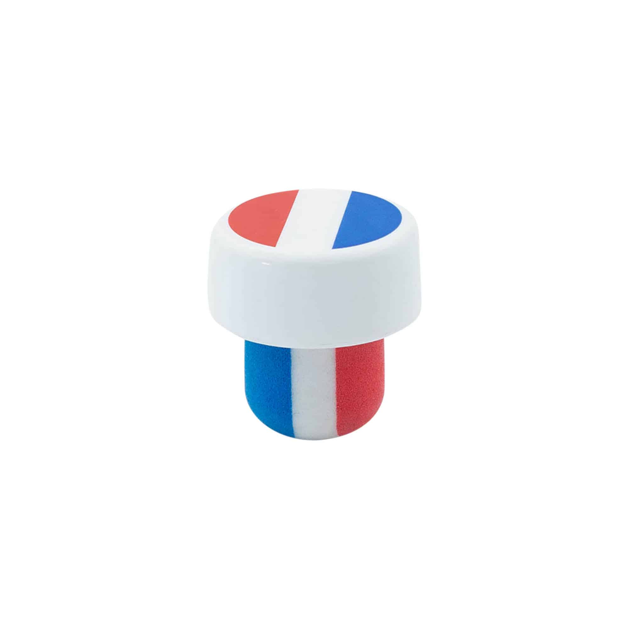 Zátky s hmatníkom 19 mm „Francúzsko“, plast, viacfarebné, pre hrdlo: korok Zátky s hmatníkom 19 mm „Francúzsko“, plast, viacfarebné, pre hrdlo: korok