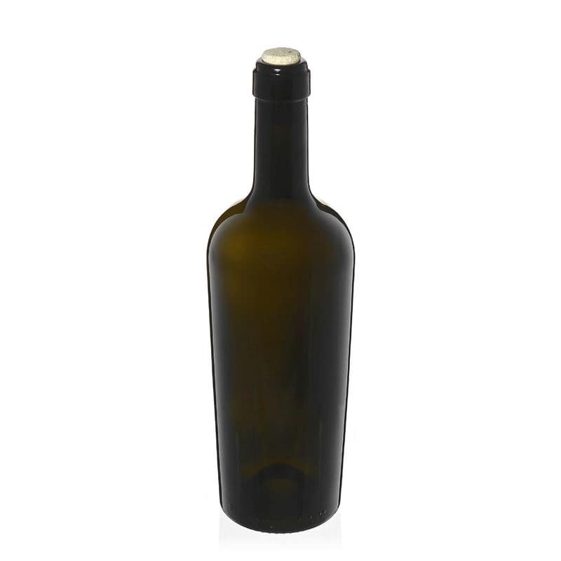 750 ml vínová fľaša „Imperiale“, antická zelená farba, hrdlo: korok