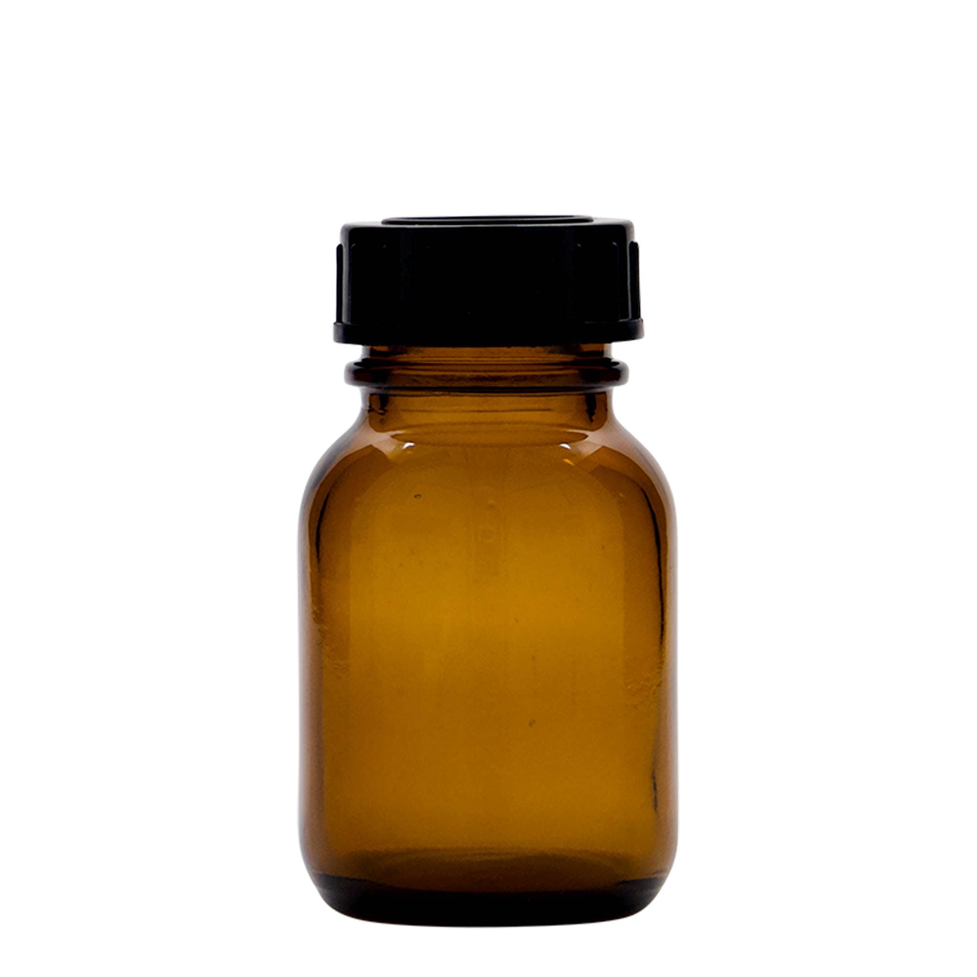 50 ml širokouhlová fľaša, hnedá, hrdlo: DIN 32