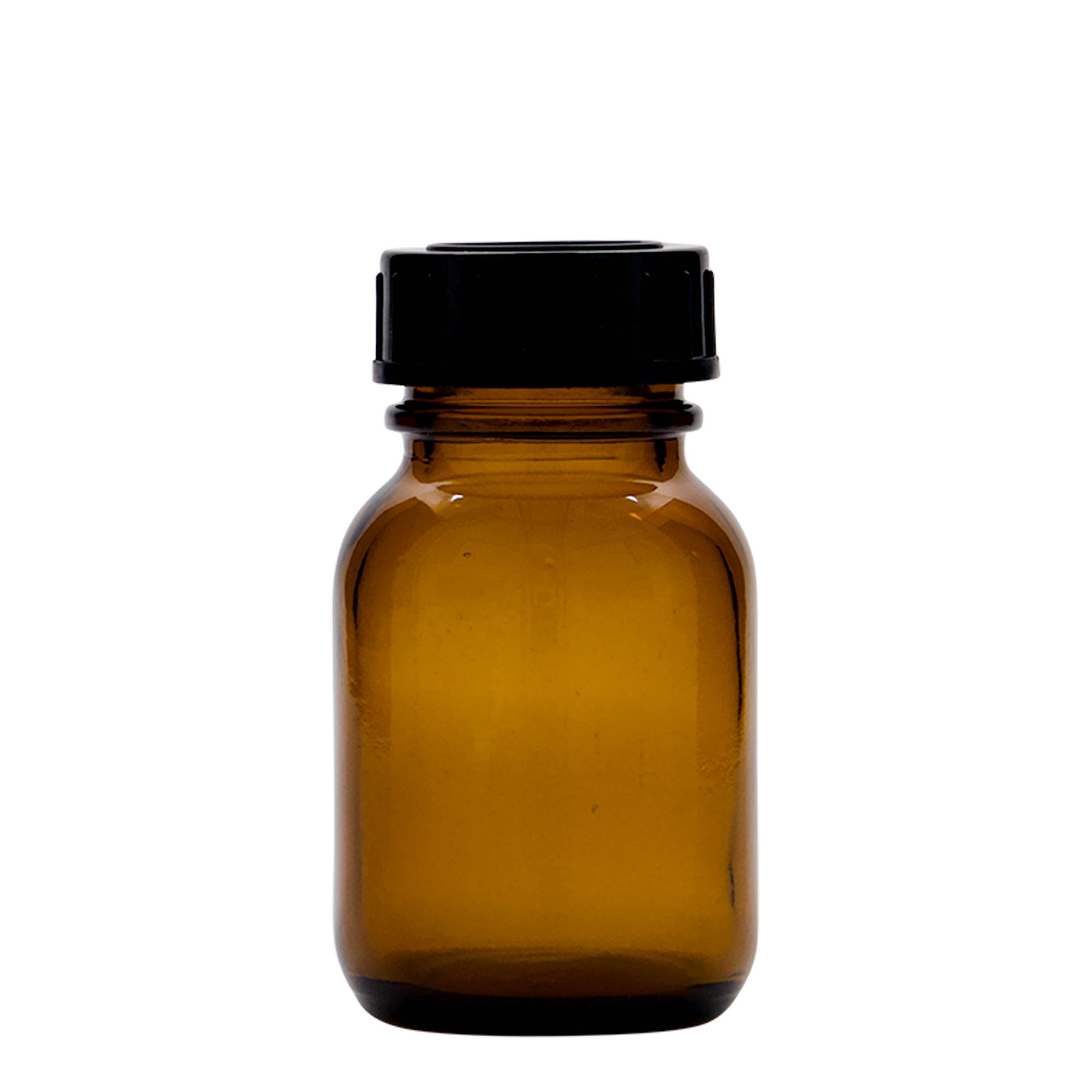 50 ml širokouhlová fľaša, hnedá, hrdlo: DIN 32