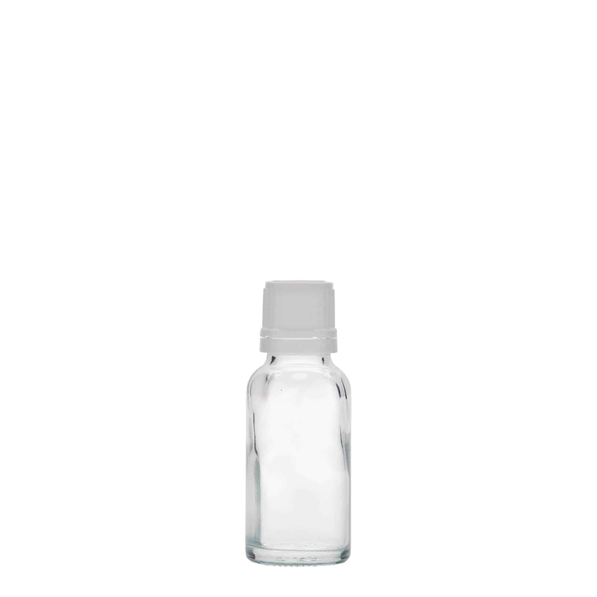 20 ml lekárska fľaša, sklo, hrdlo: DIN 18