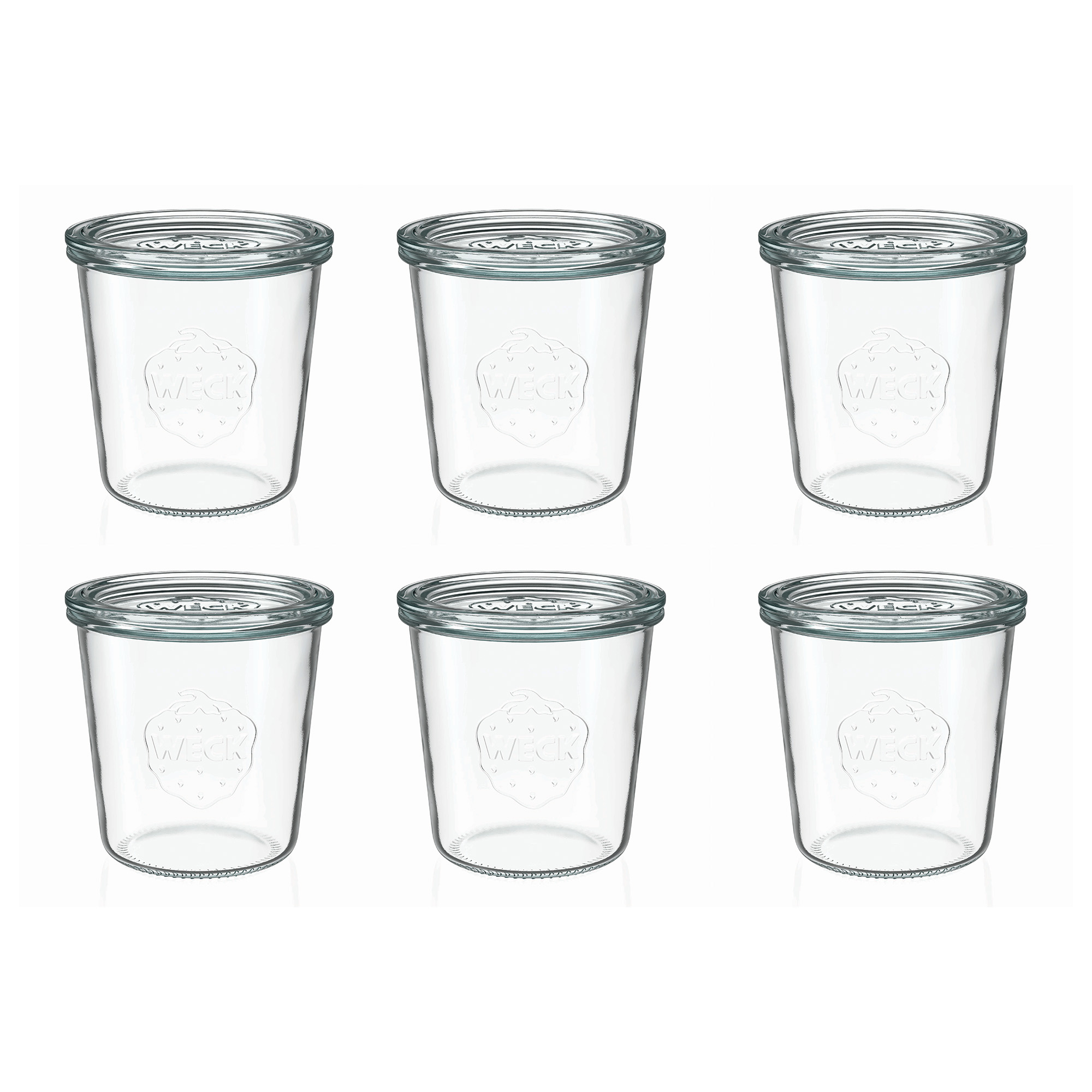 6x 580 ml WECK-pohár typu Sturz so skleneným viečkom RR 100