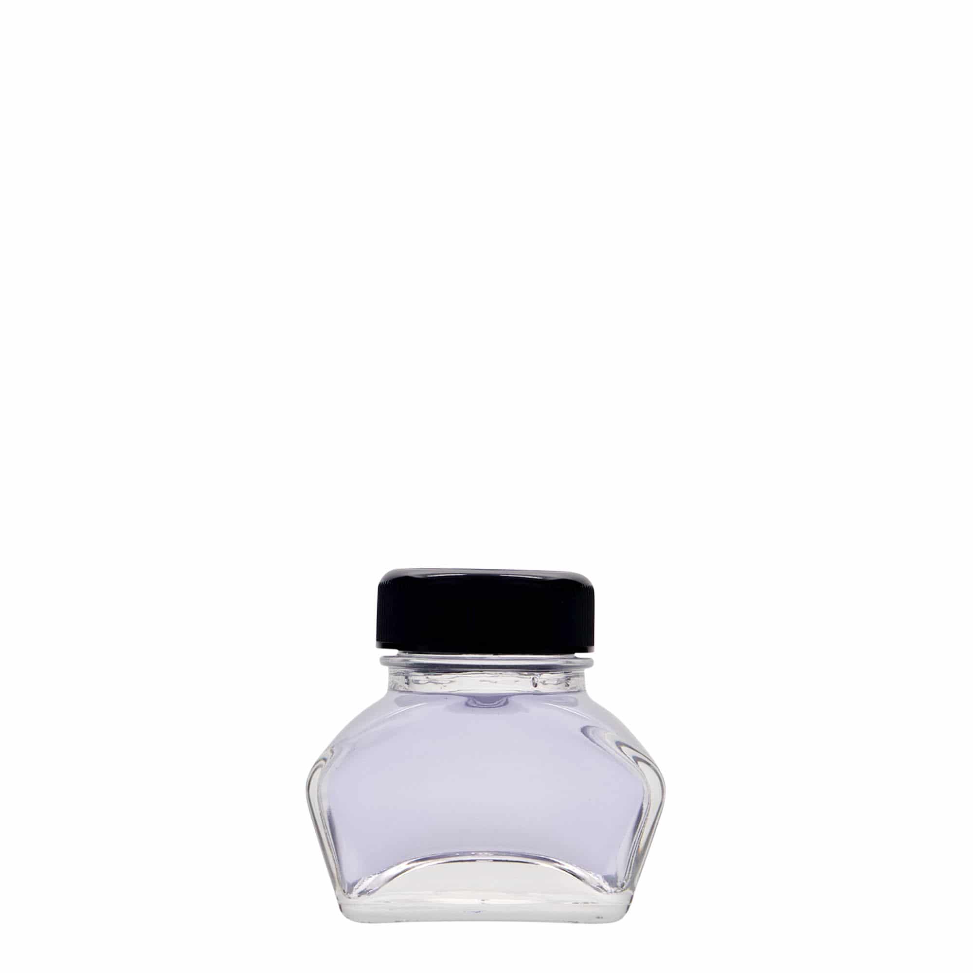 30 ml atramentová fľaštička, obdĺžniková, hrdlo: závitové uzáver