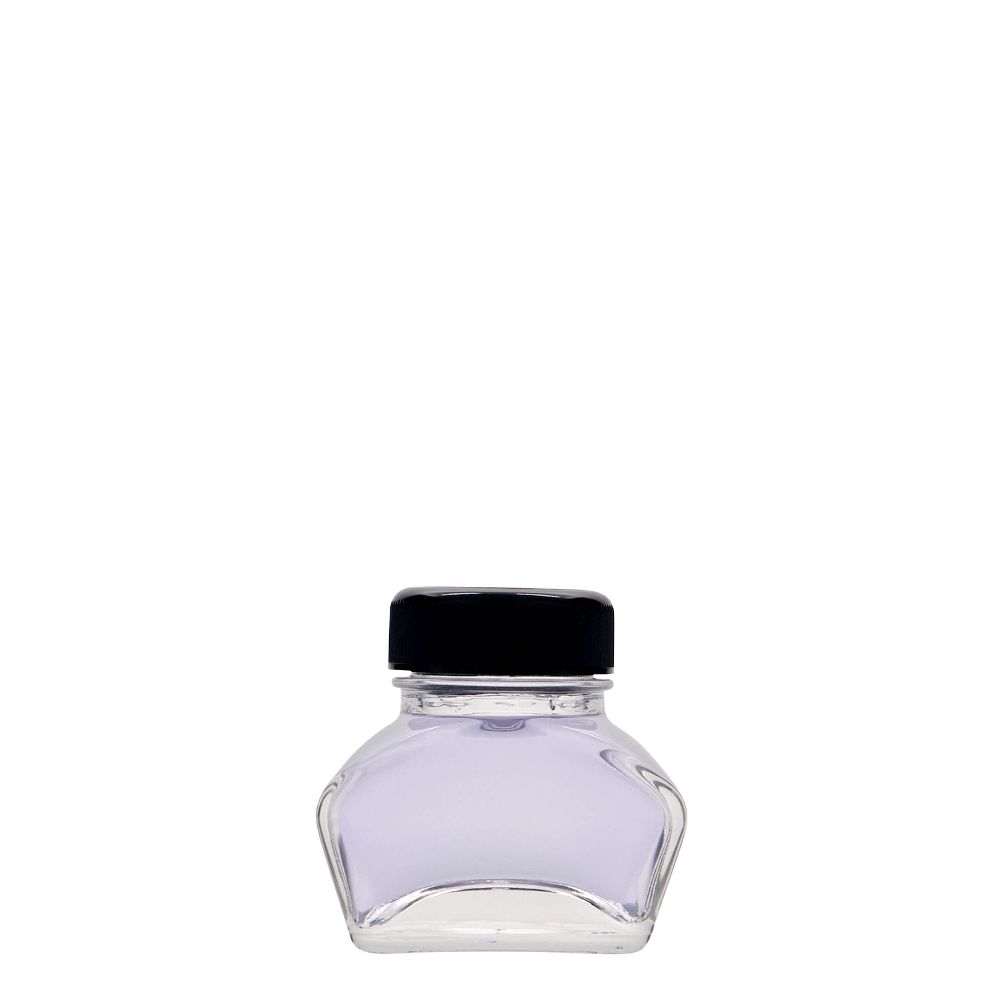 30 ml atramentová fľaštička, obdĺžniková, hrdlo: závitové uzáver