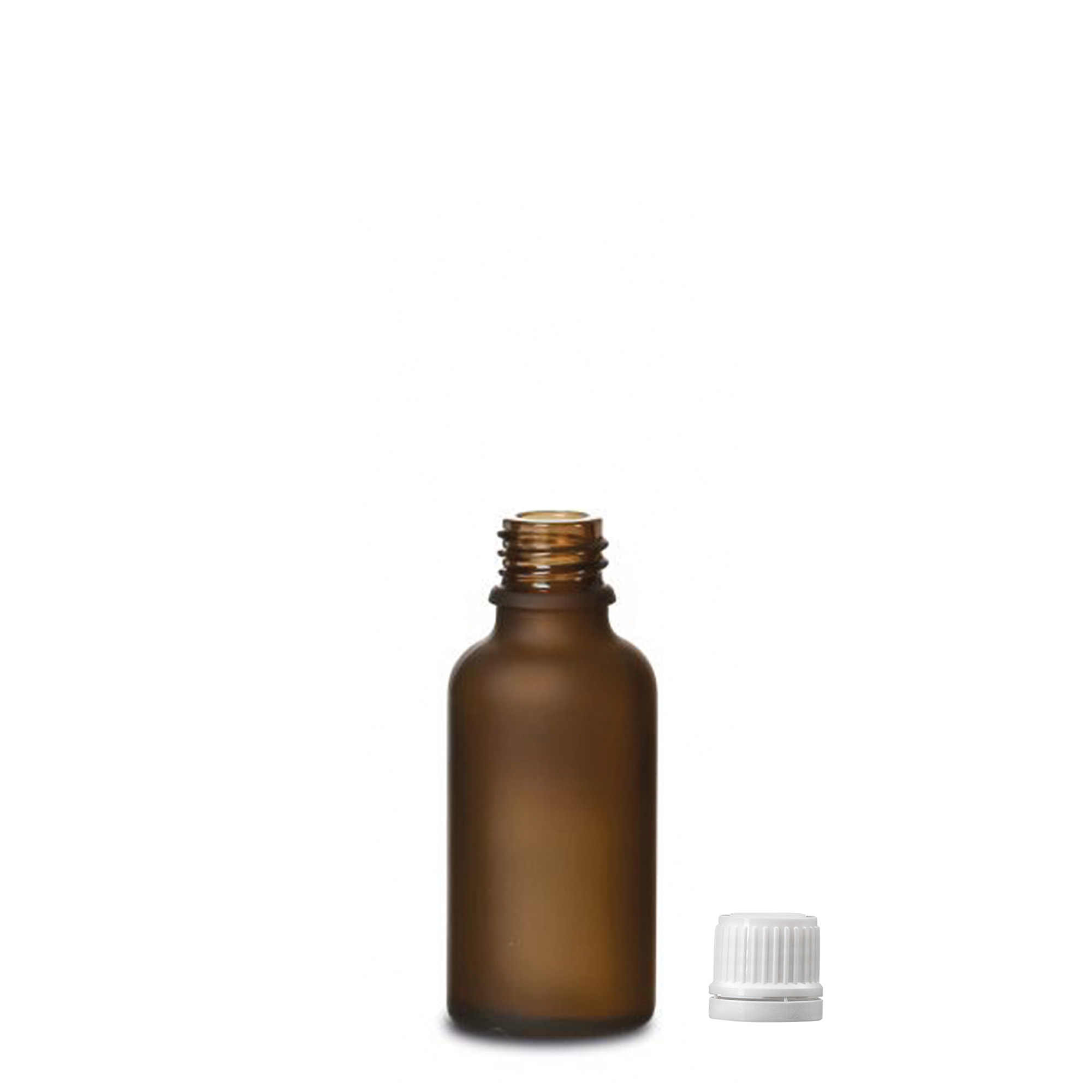 30 ml lekárska fľaša, sklo, hnedé matné, hrdlo: DIN 18