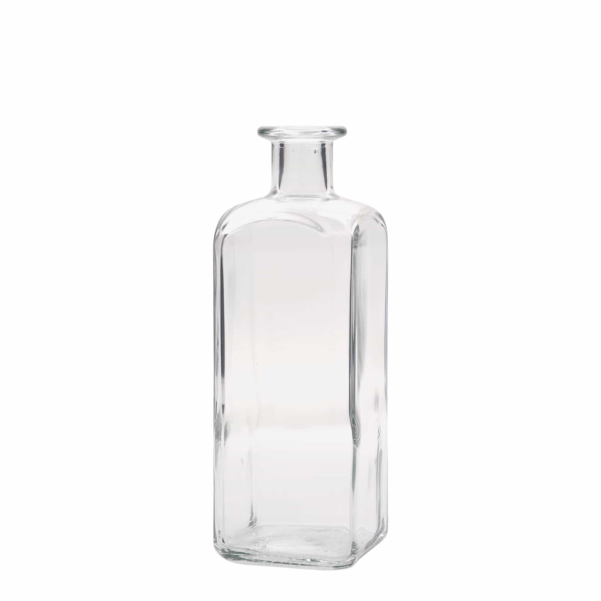 500 ml sklená fľaša lekárnik Carré, štvorcová, hrdlo: korok