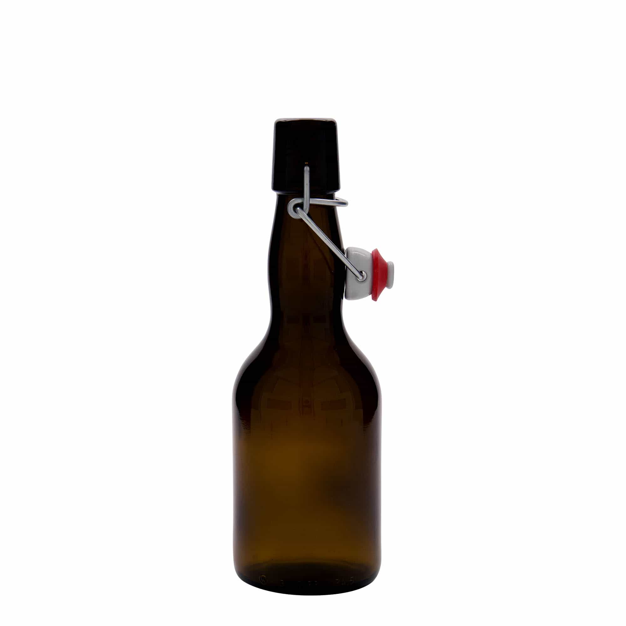 330 ml pivová fľaša s úzkym hrdlom, sklo, hnedá, uzáver na pánt