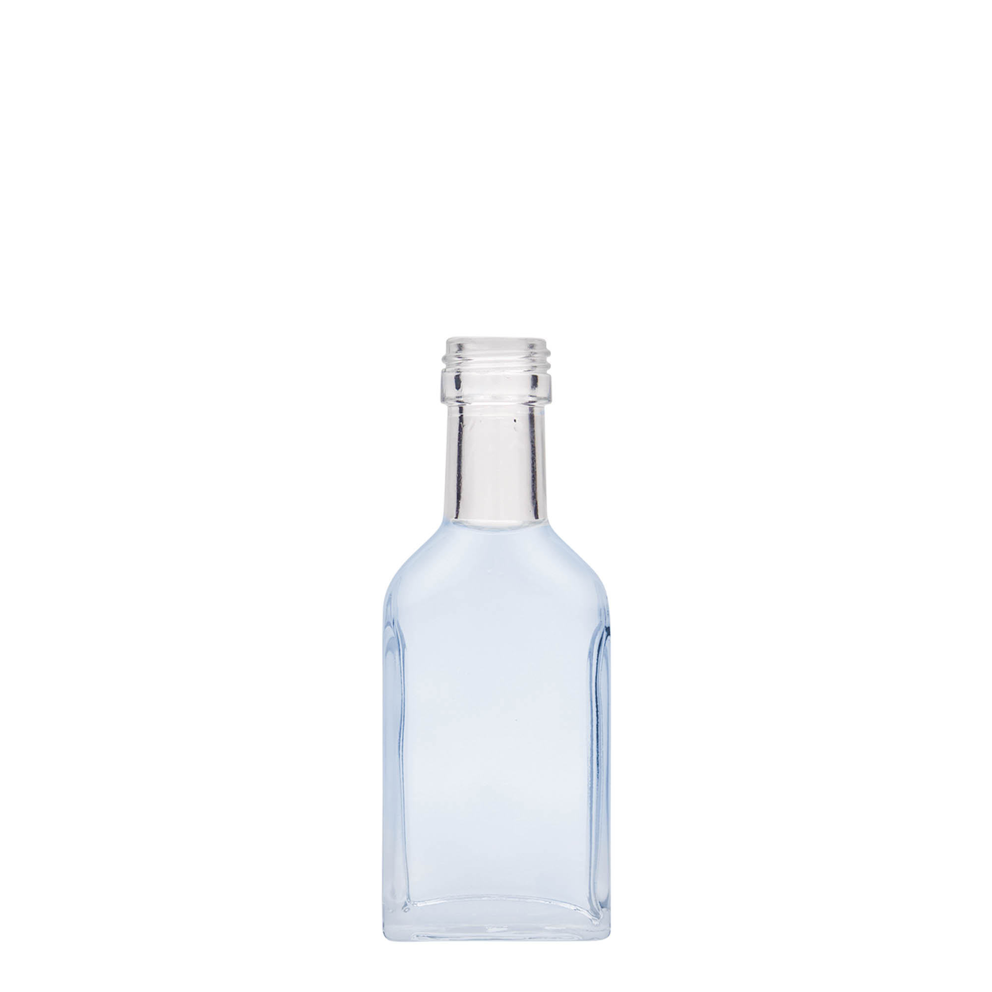 40 ml vrecková fľaša s dlhým hrdlom, obdĺžniková, sklo, hrdlo: PP 22 40 ml vrecková fľaša s dlhým hrdlom, obdĺžniková, sklo, hrdlo: PP 22
