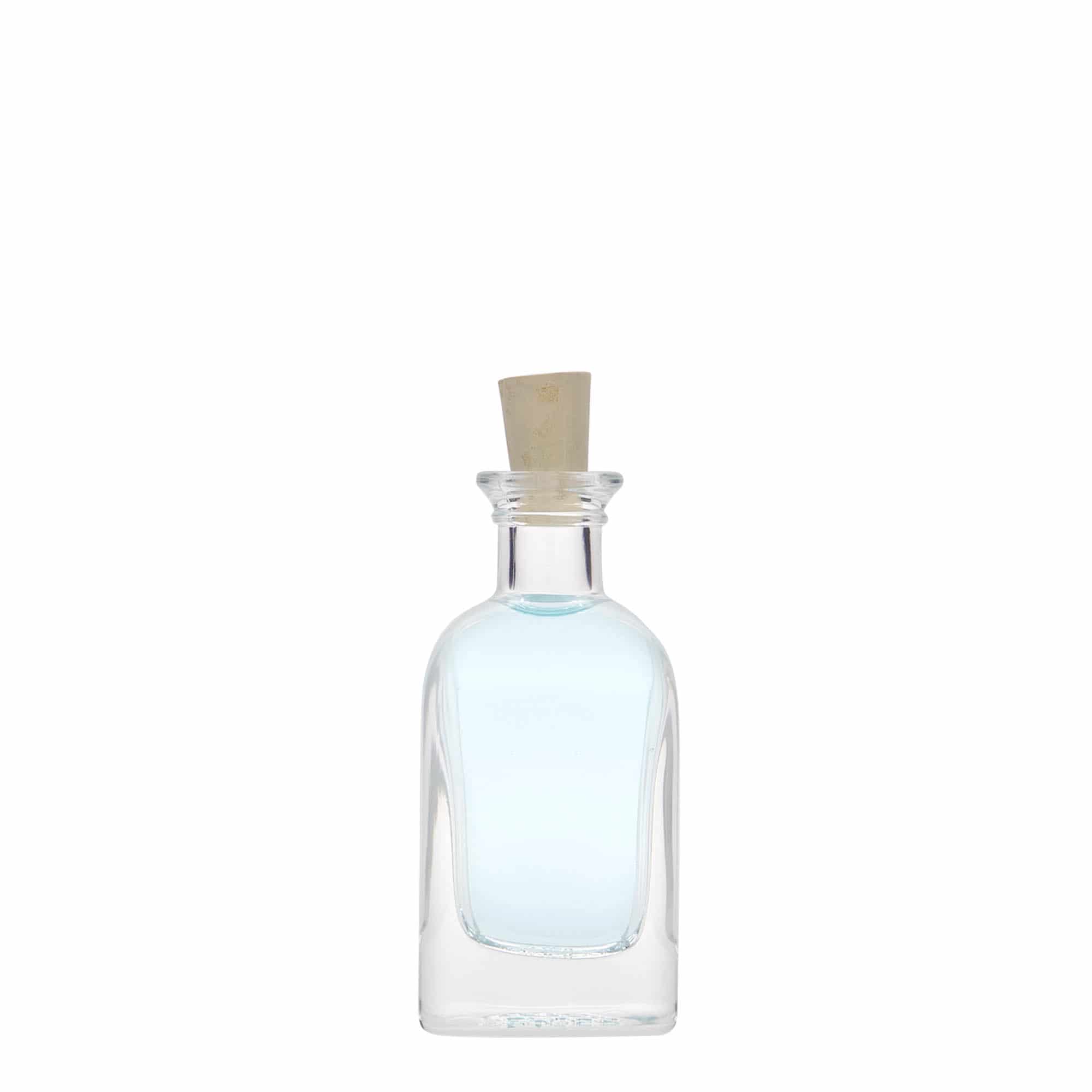 40 ml sklená fľaša lekárnik Carré, štvorcová, hrdlo: korok