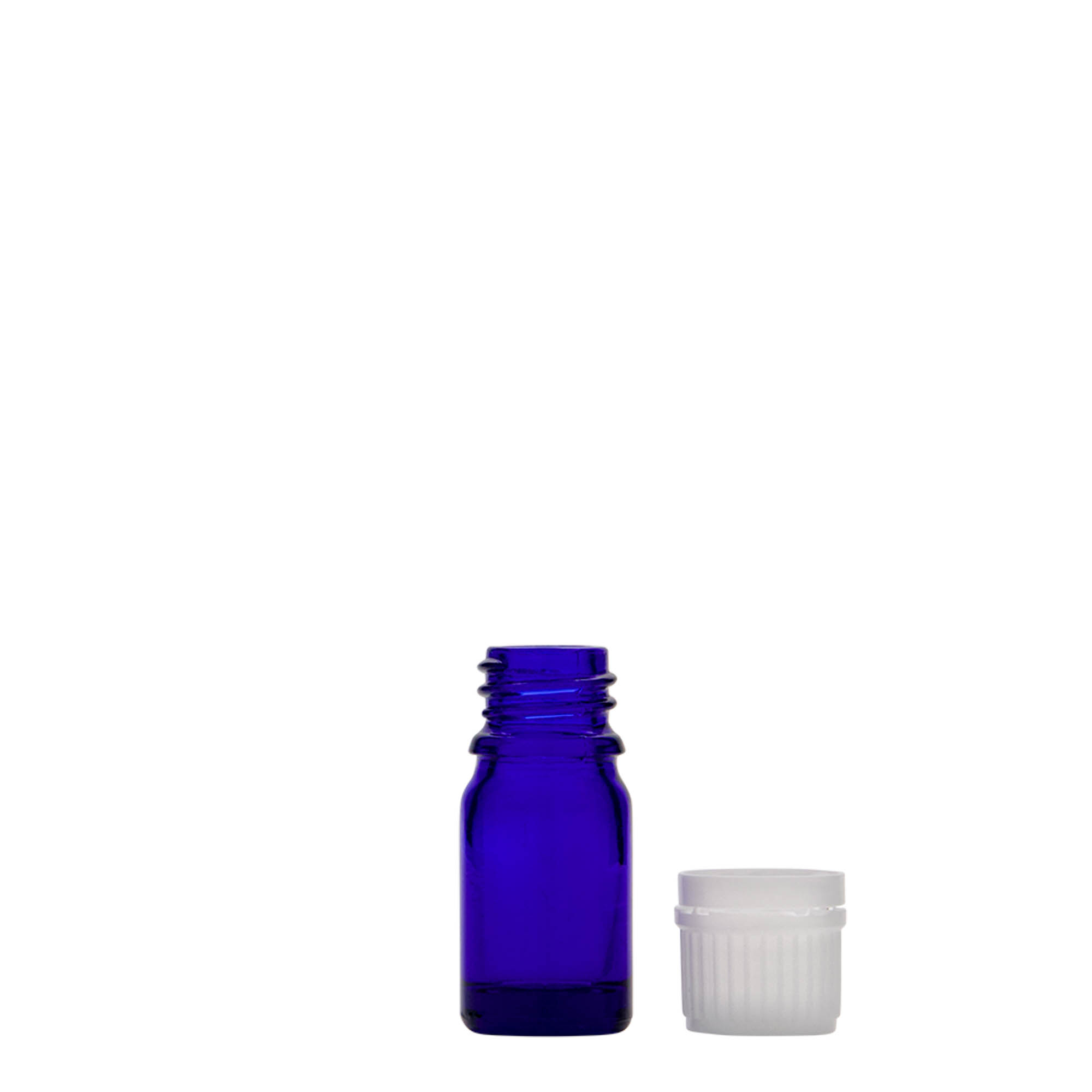 5 ml lekárska fľaštička, sklo, kráľovská modrá, hrdlo: DIN 18 5 ml lekárska fľaštička, sklo, kráľovská modrá, hrdlo: DIN 18