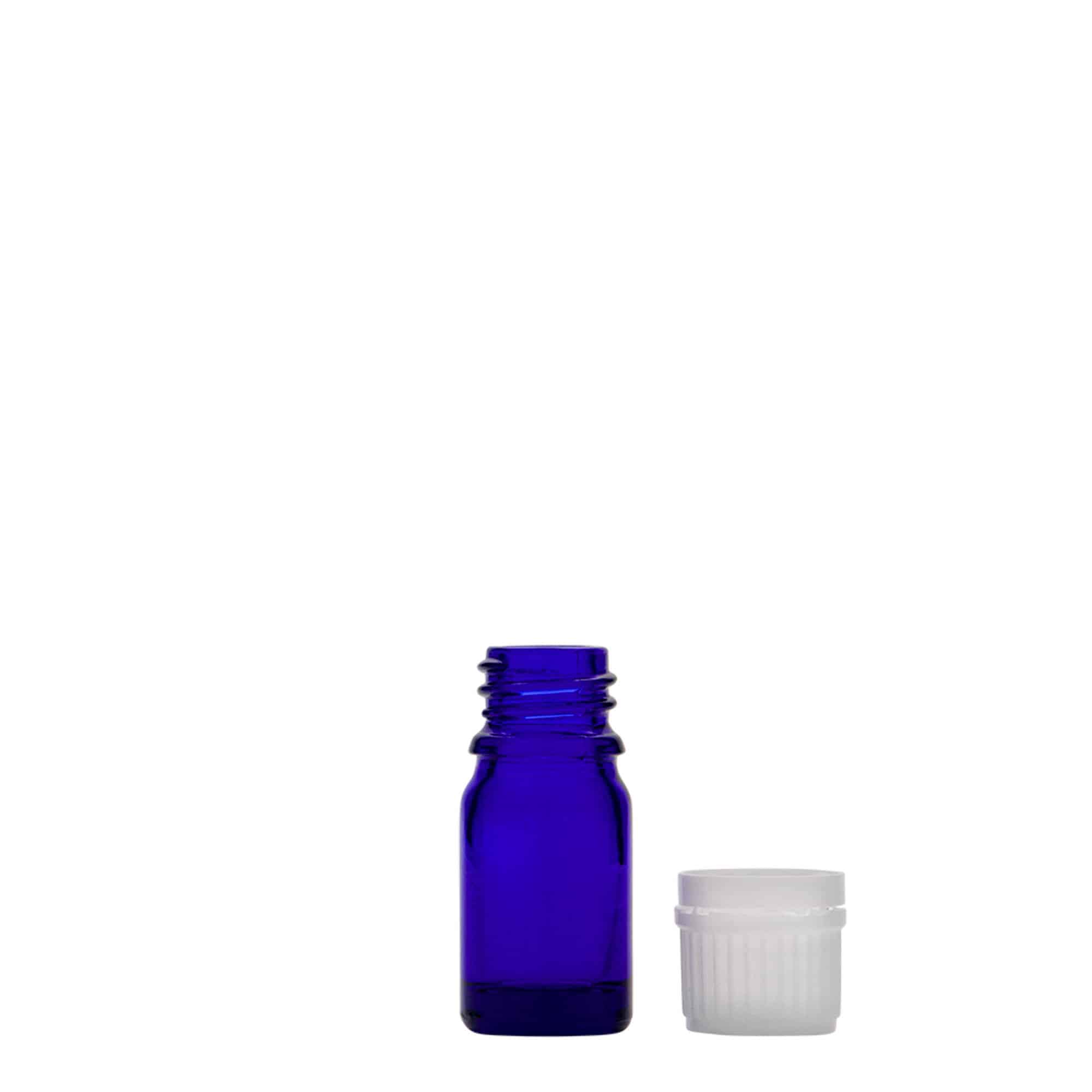 5 ml lekárska fľaštička, sklo, kráľovská modrá, hrdlo: DIN 18 5 ml lekárska fľaštička, sklo, kráľovská modrá, hrdlo: DIN 18