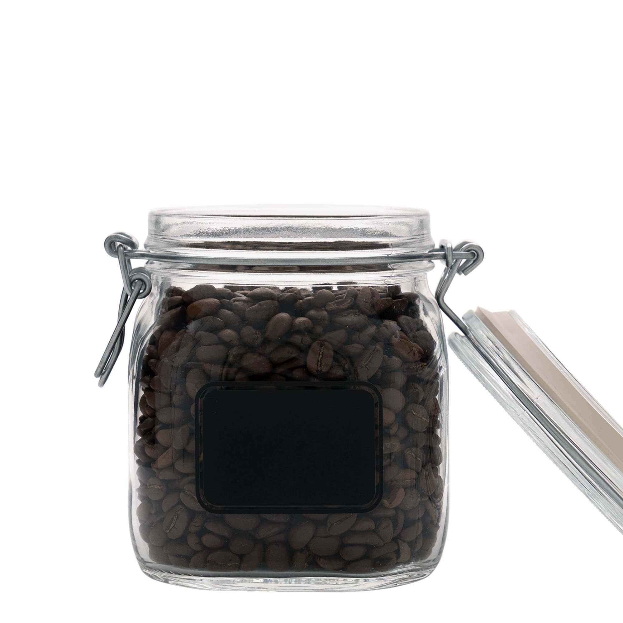 750 ml drôtené uzatváracie sklo 'Fido', motív: etiketa, štvorcové, hrdlo: drôtený uzáver 750 ml drôtené uzatváracie sklo 'Fido', motív: etiketa, štvorcové, hrdlo: drôtený uzáver