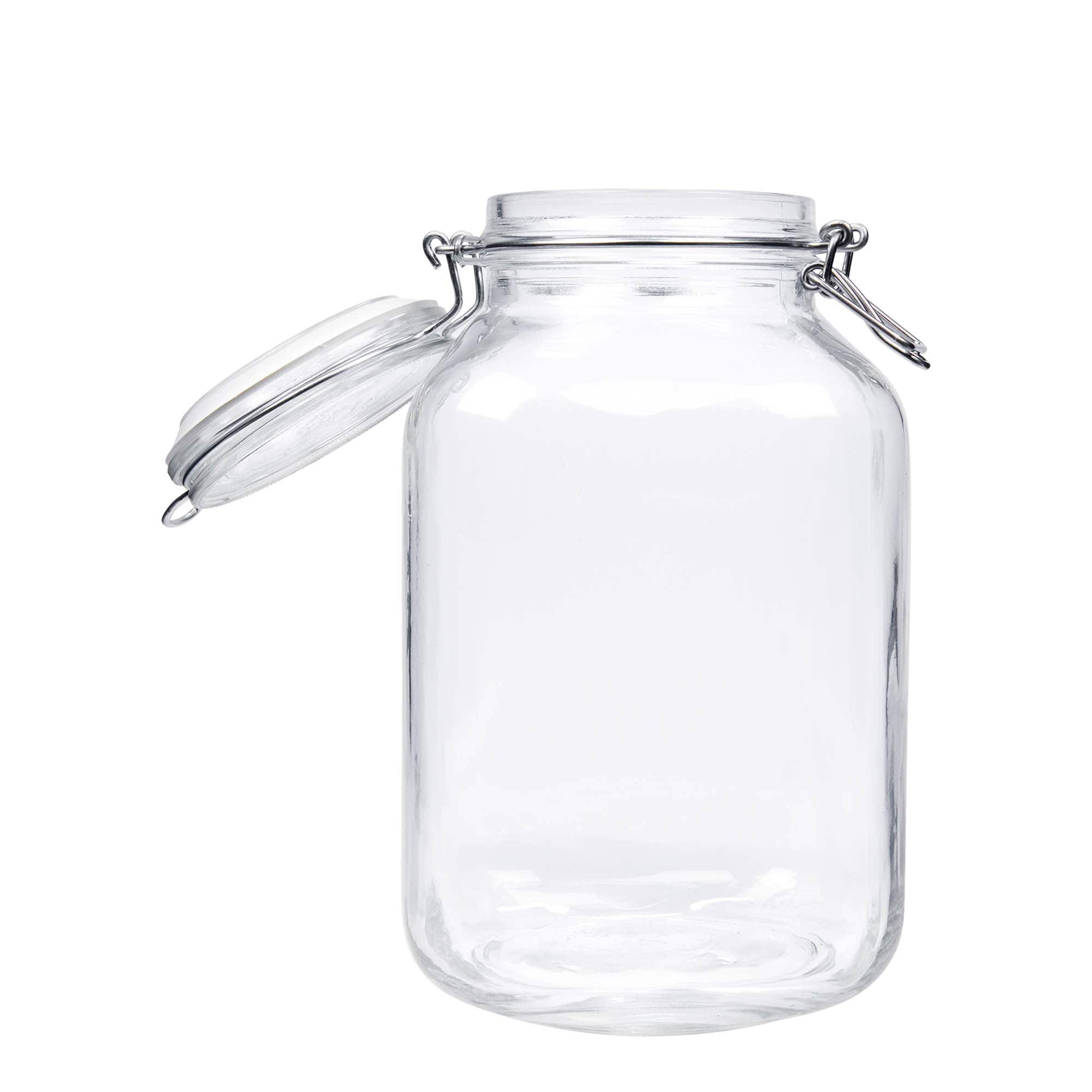 3 000 ml pohár so strmeňovým uzáverom „Fido“, štvorcový, hrdlo: strmeňový uzáver