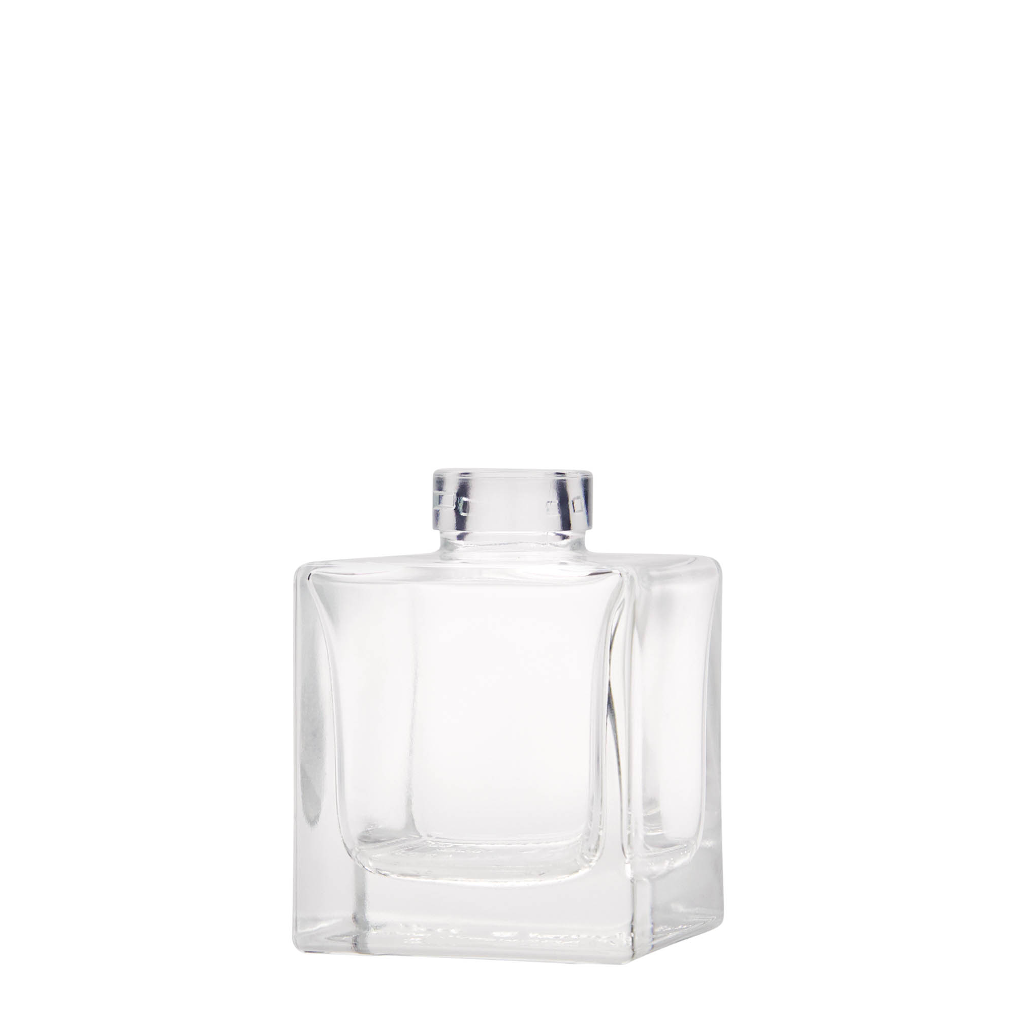 100 ml sklenená fľaša 'Cube', štvorcová, hrdlo: korkové