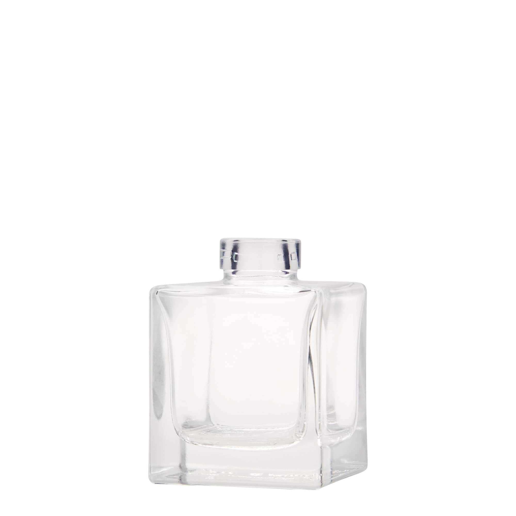 100 ml sklenená fľaša 'Cube', štvorcová, hrdlo: korkové