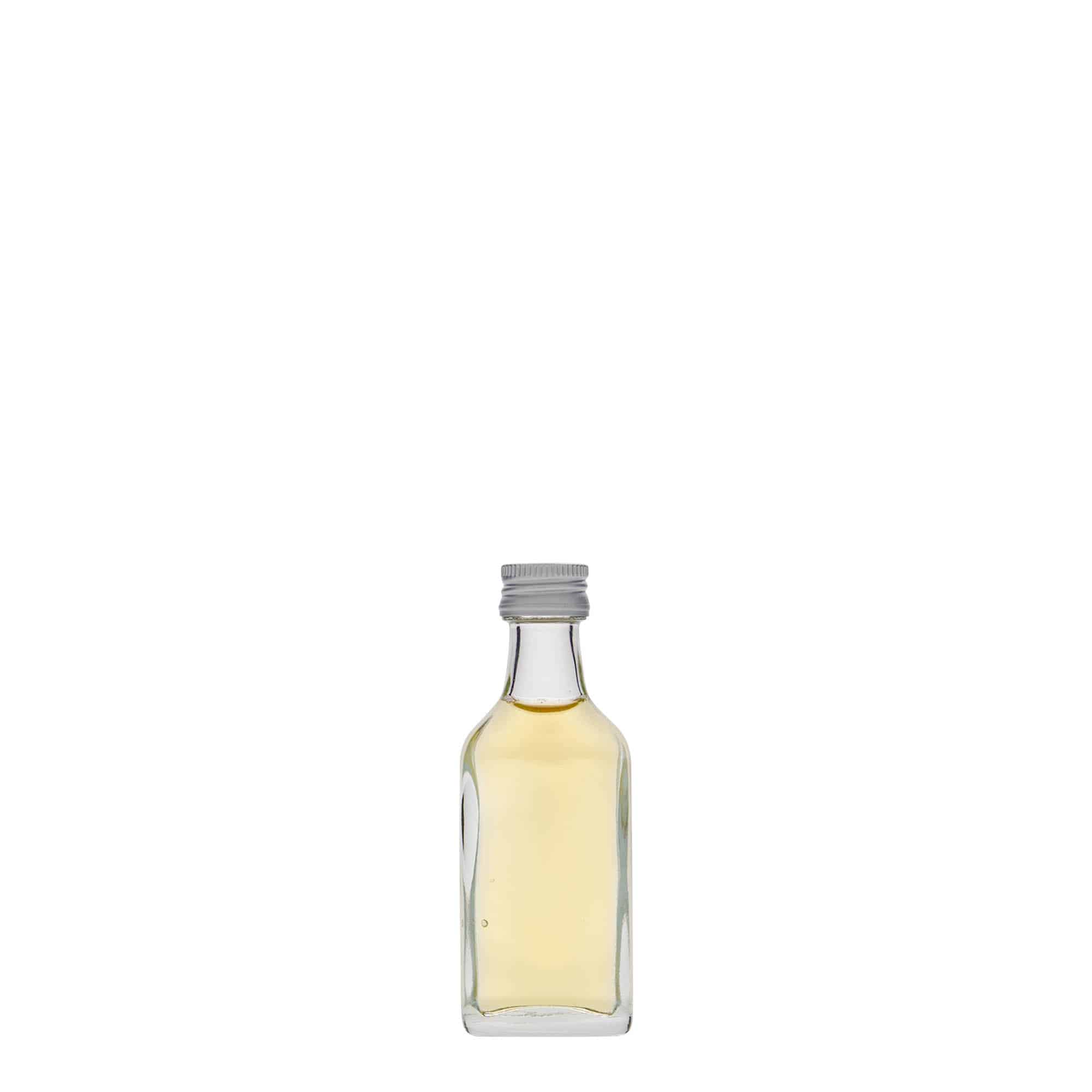 20 ml vrecková fľaša, obdĺžniková, sklená, hrdlo: PP 18