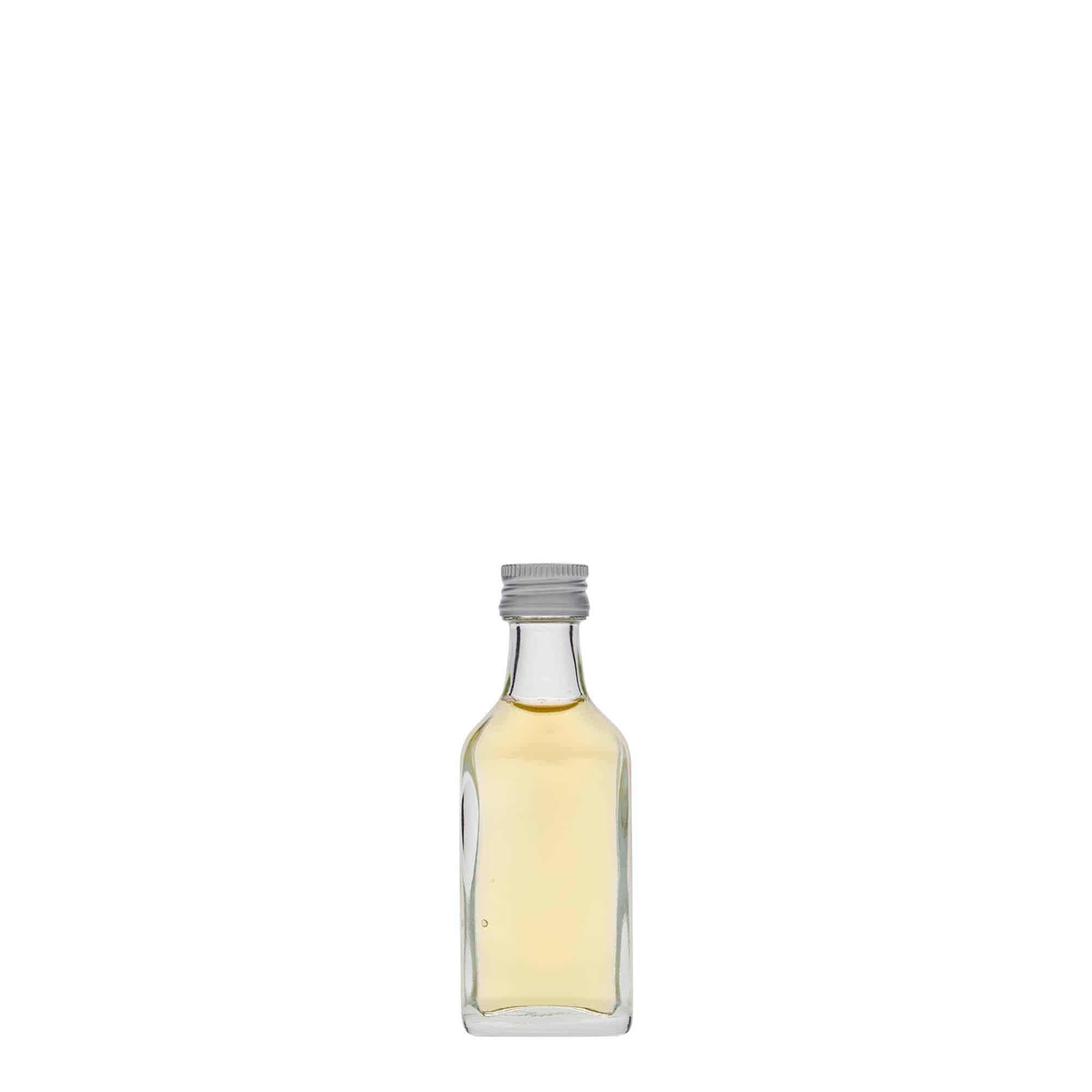 20 ml vrecková fľaštička, obdĺžniková, sklo, hrdlo: PP 18