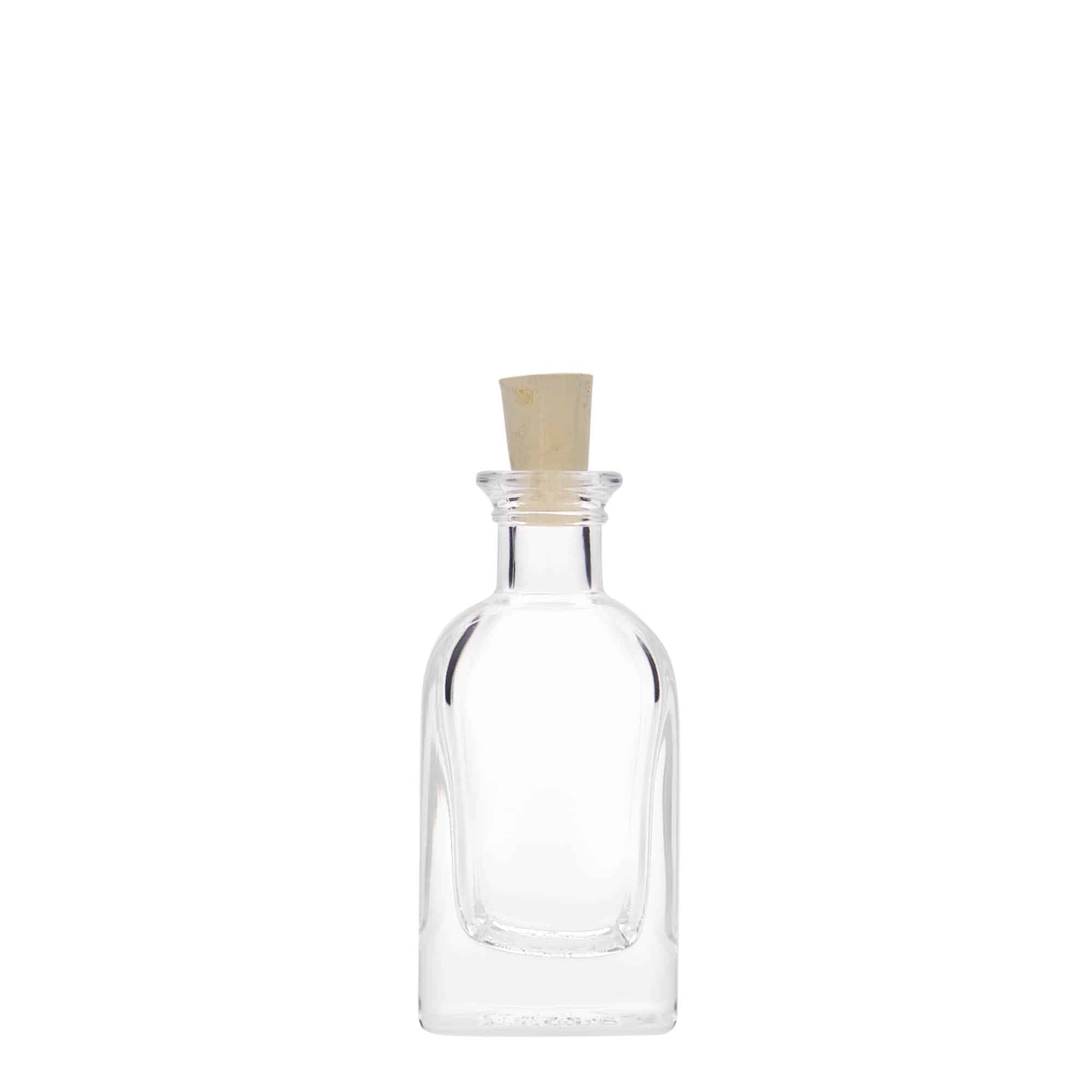 40 ml sklená fľaša lekárnik Carré, štvorcová, hrdlo: korok
