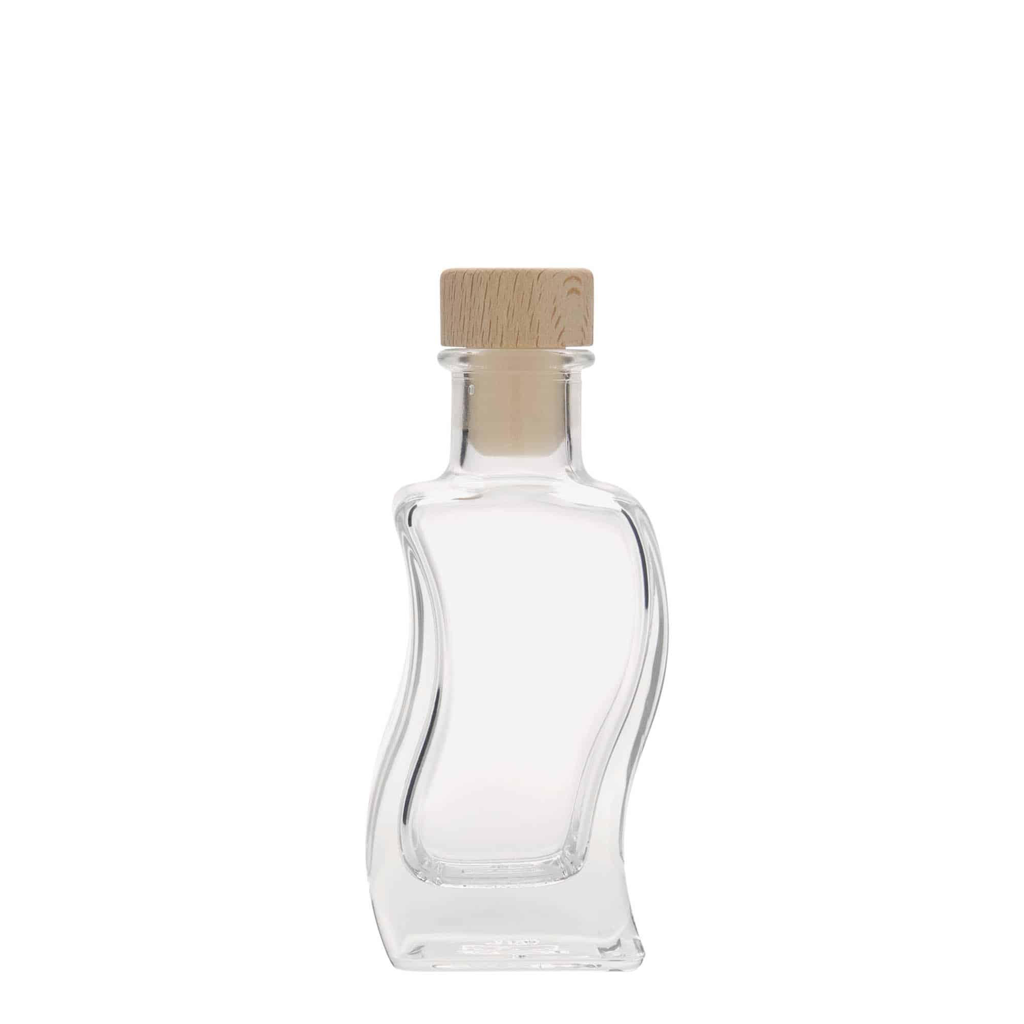 100 ml sklená fľaša „Vlna“, štvorcová, hrdlo: korok