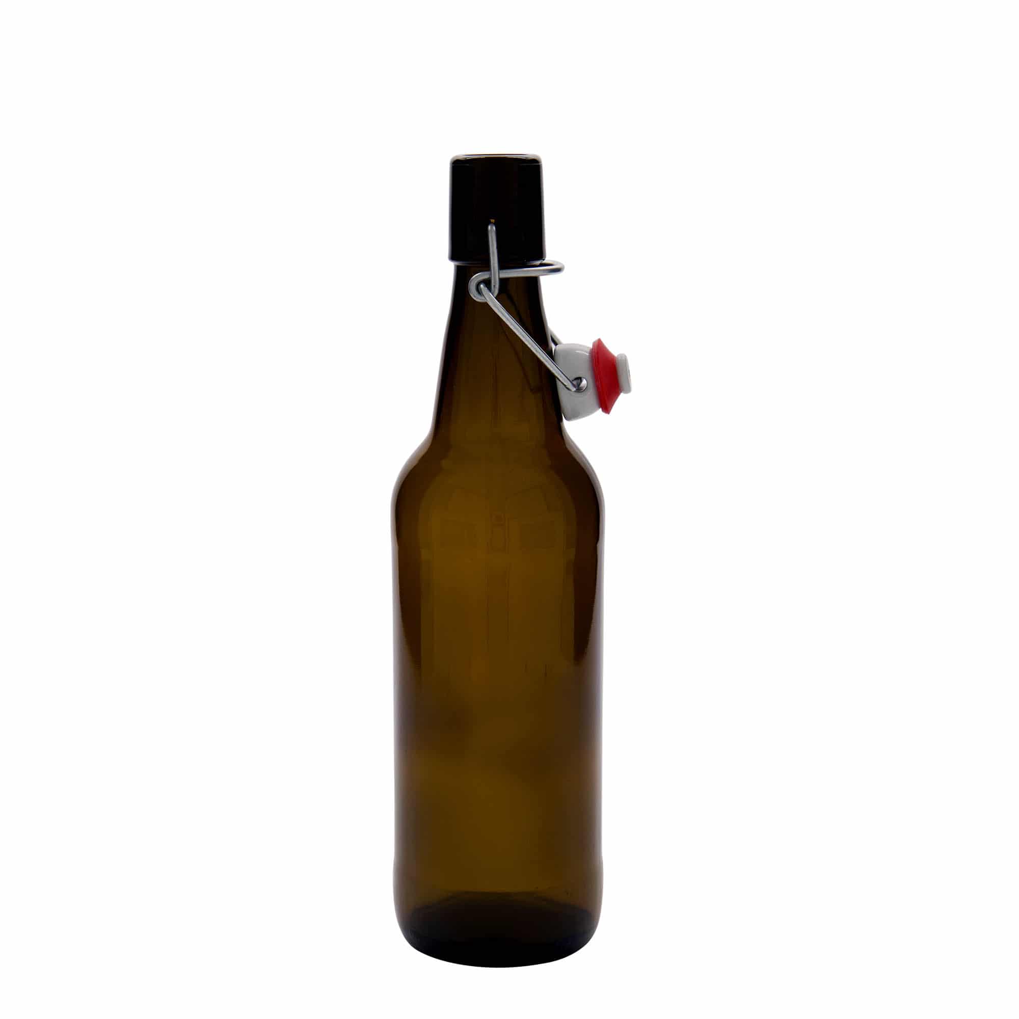 500 ml pivová fľaša, sklo, hnedá, hrdlo: uzáver na pánt