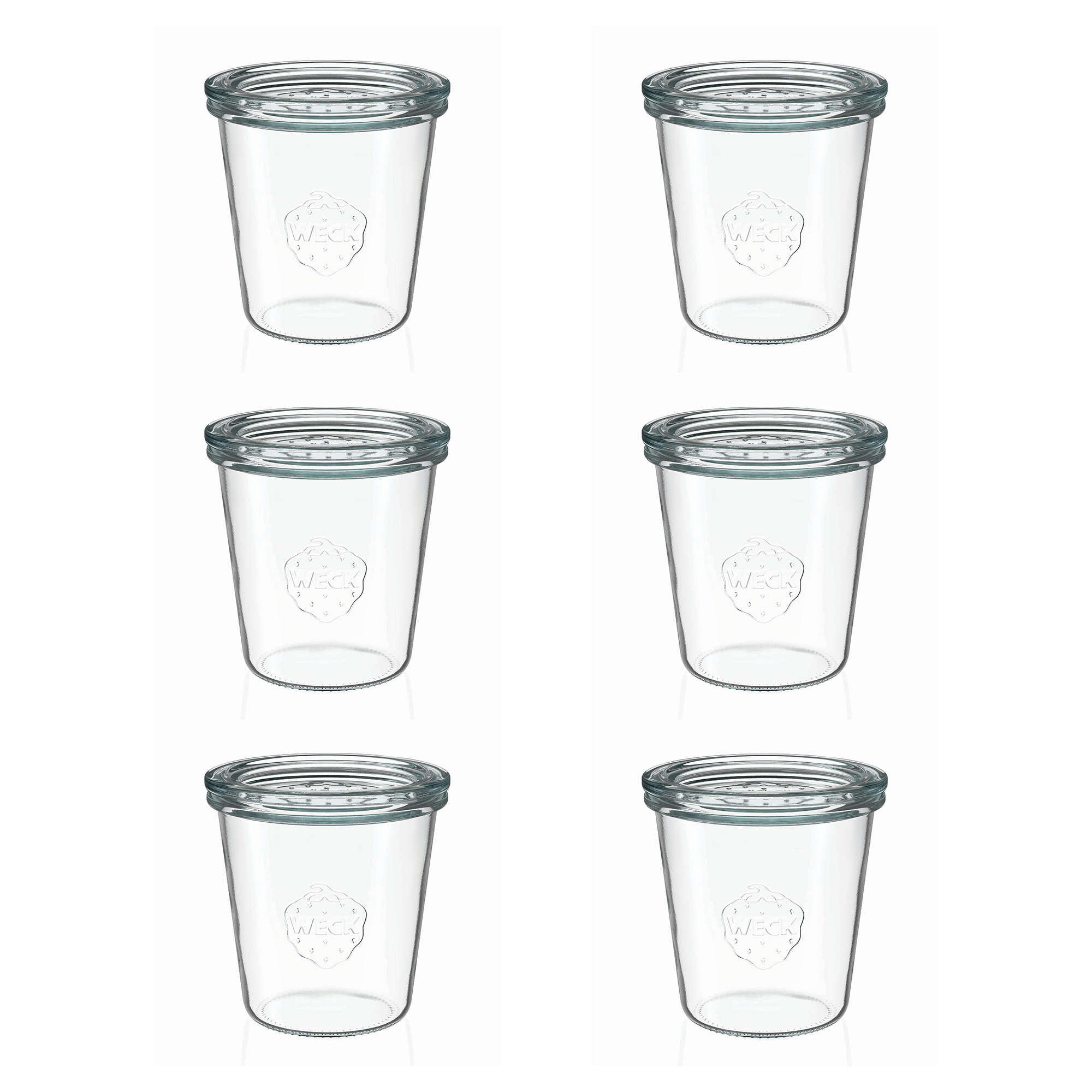 6x 290 ml WECK-pohár typu Sturz vysoký so skleneným viečkom RR 80
