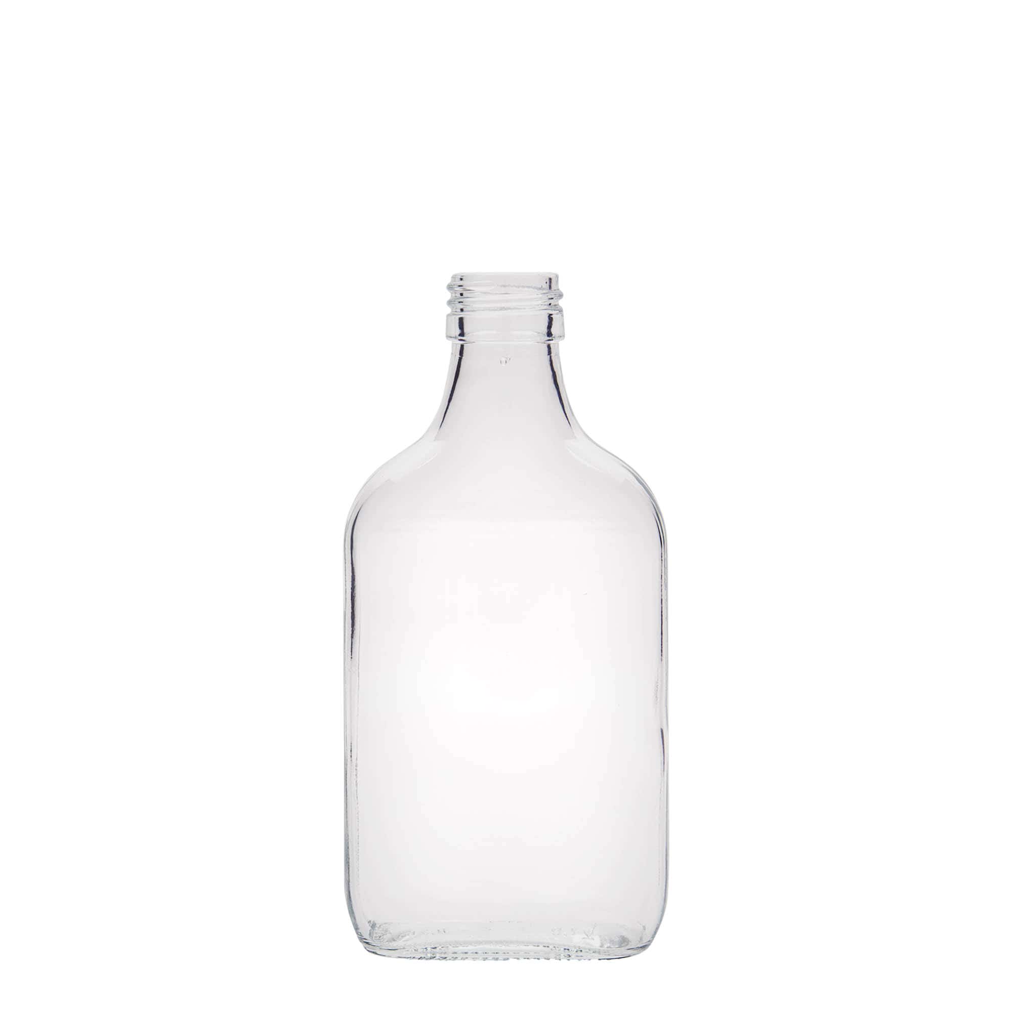 200 ml vrecková fľaša, obdĺžniková, sklená, hrdlo: PP 28 200 ml vrecková fľaša, obdĺžniková, sklená, hrdlo: PP 28