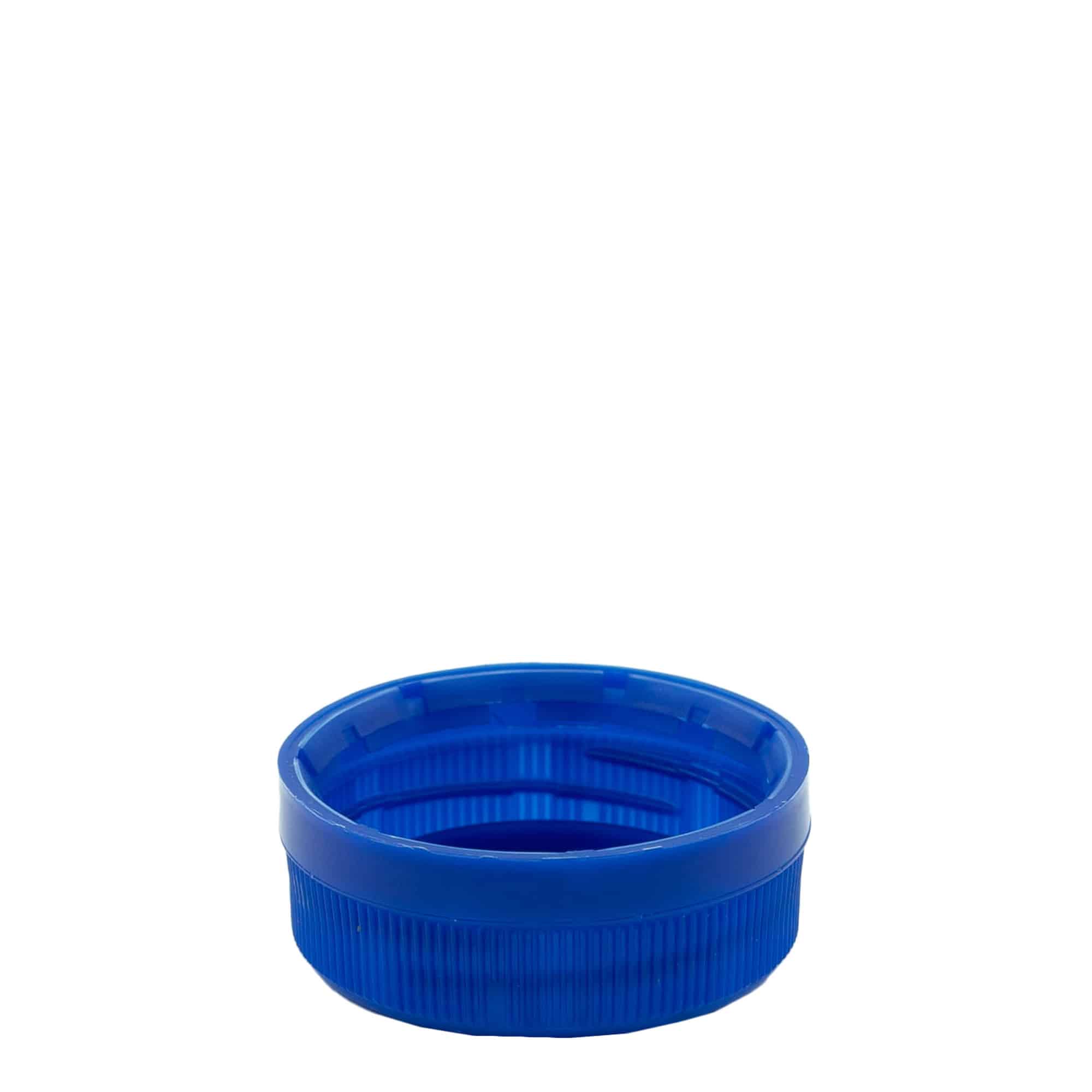 Skrutkovací uzáver dvojitý závit, PE plast, modrá farba, pre hrdlo: PET 38 mm