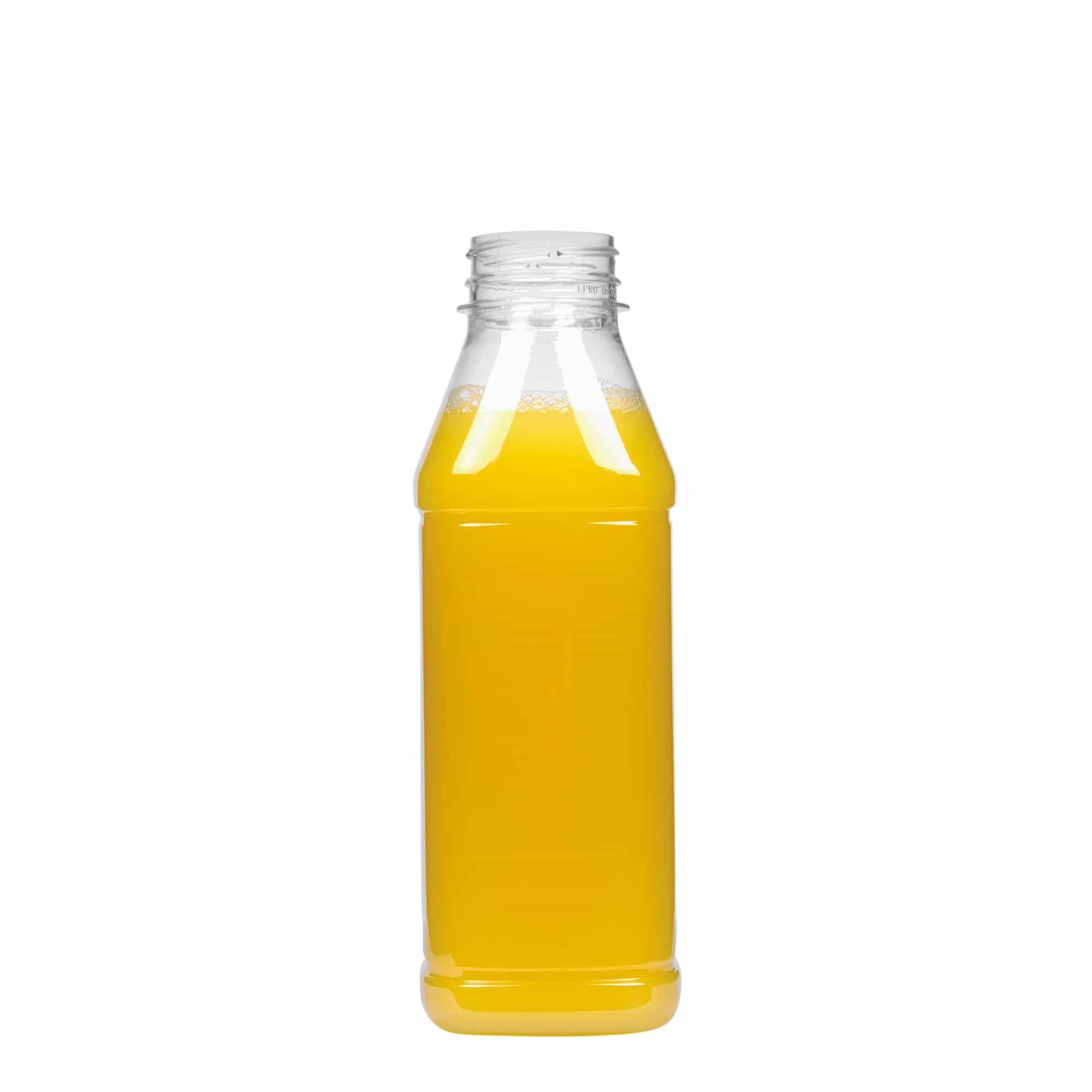 500 ml PET fľaša 'Milk and Juice Carré', štvorcová, plastová, hrdlo: 38 mm
