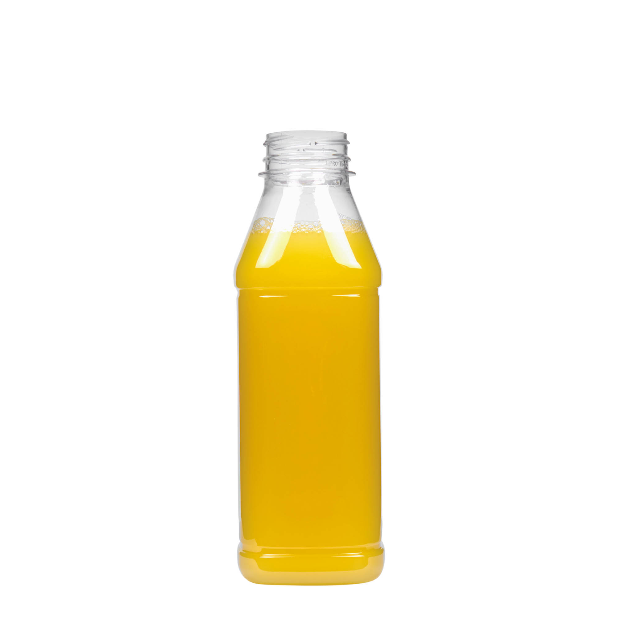 500 ml PET fľaša 'Milk and Juice Carré', štvorcová, plastová, hrdlo: 38 mm 500 ml PET fľaša 'Milk and Juice Carré', štvorcová, plastová, hrdlo: 38 mm