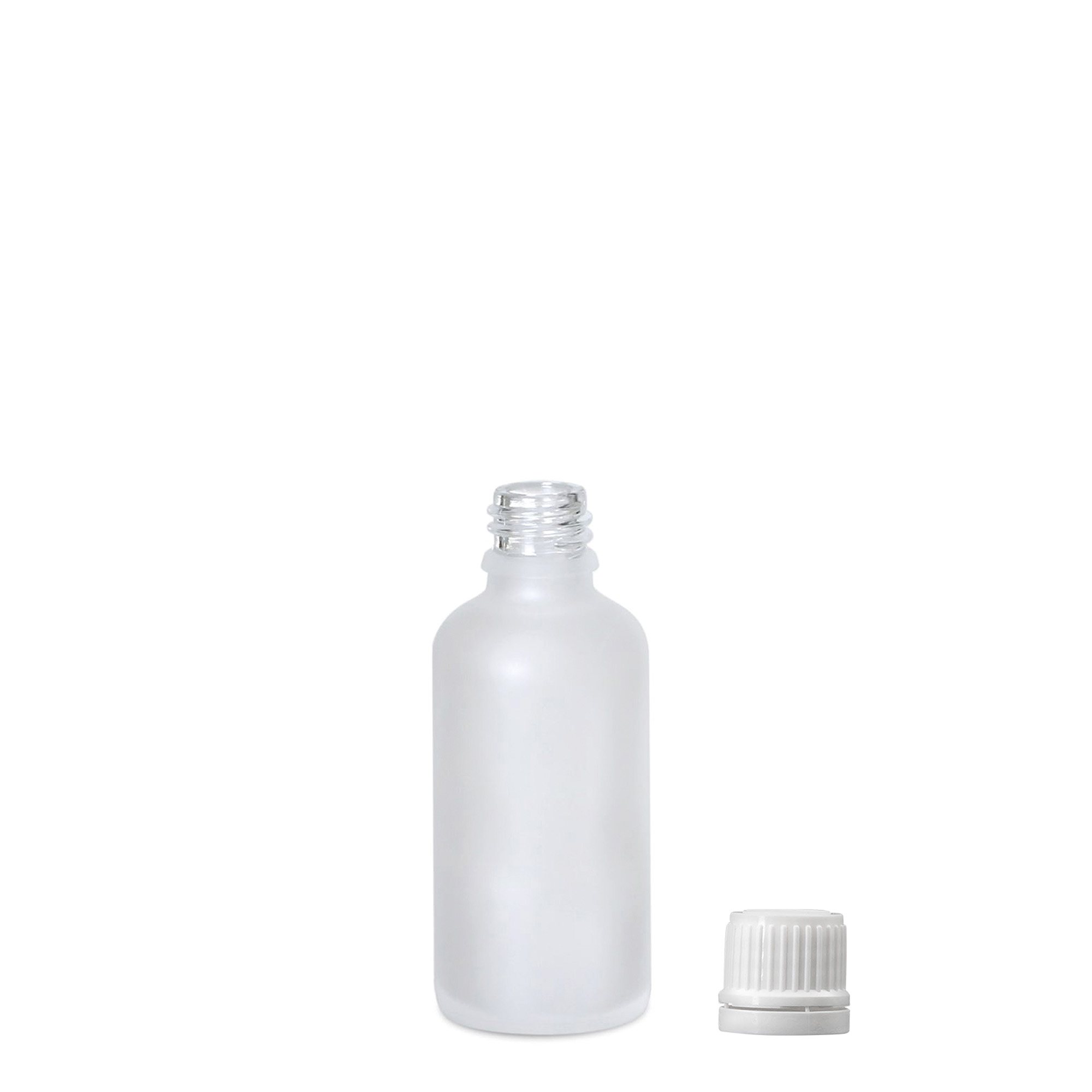 50 ml lekárska fľaša, sklo, matné, hrdlo: DIN 18