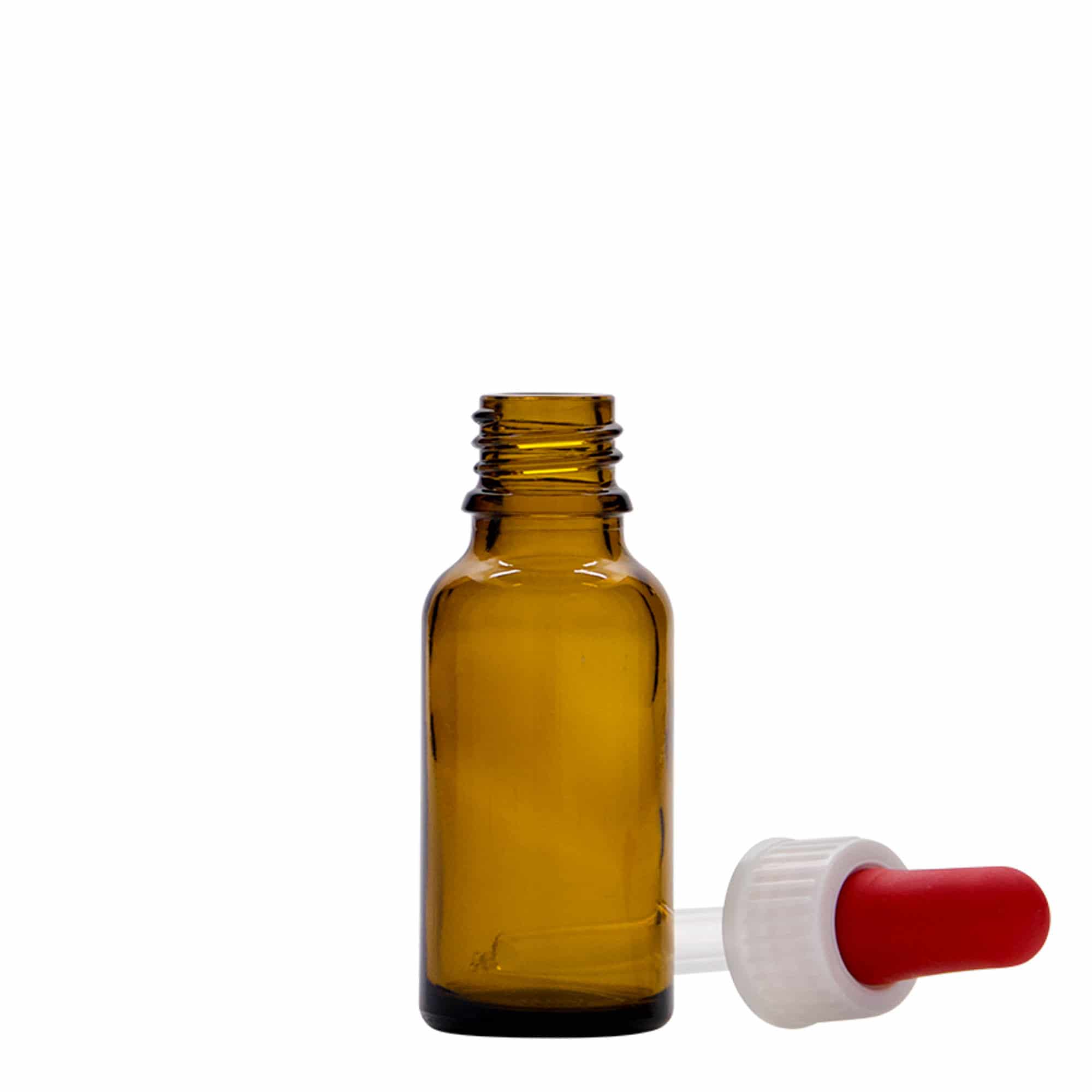 20 ml liekovka s pipetou, sklená, hnedá farba, hrdlo: DIN 18