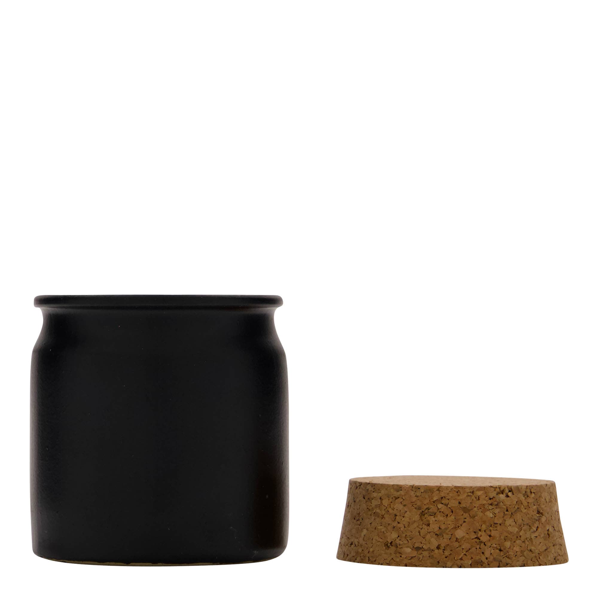 160 ml kameninový hrnček, keramika, čierny, hrdlo: korkové