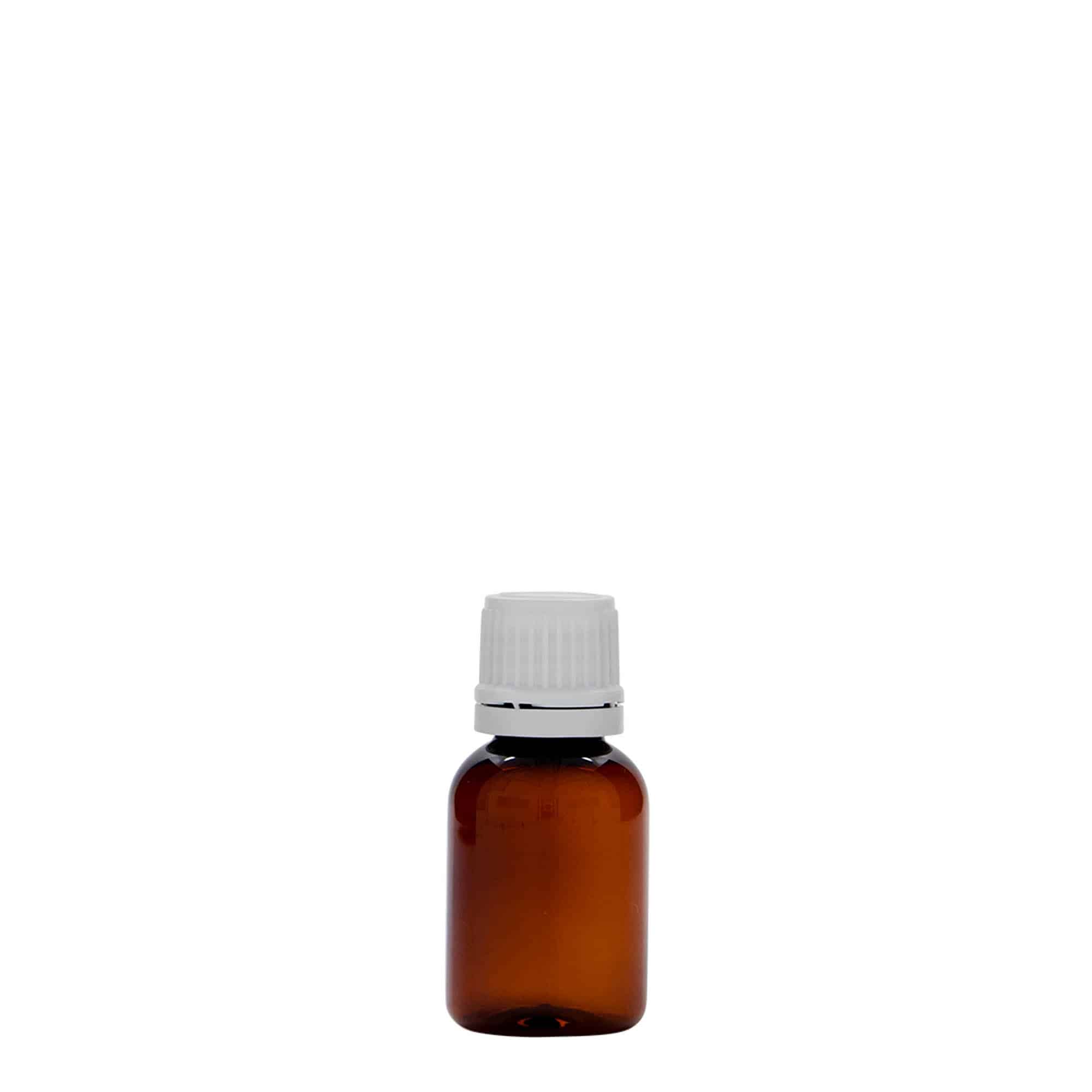 20 ml PET liekovka „Easy Living“, hnedá farba, plast, hrdlo: DIN 18