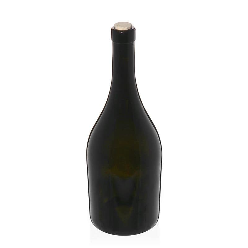 750 ml vínová fľaša „Exclusive“, antická zelená farba, hrdlo: korok
