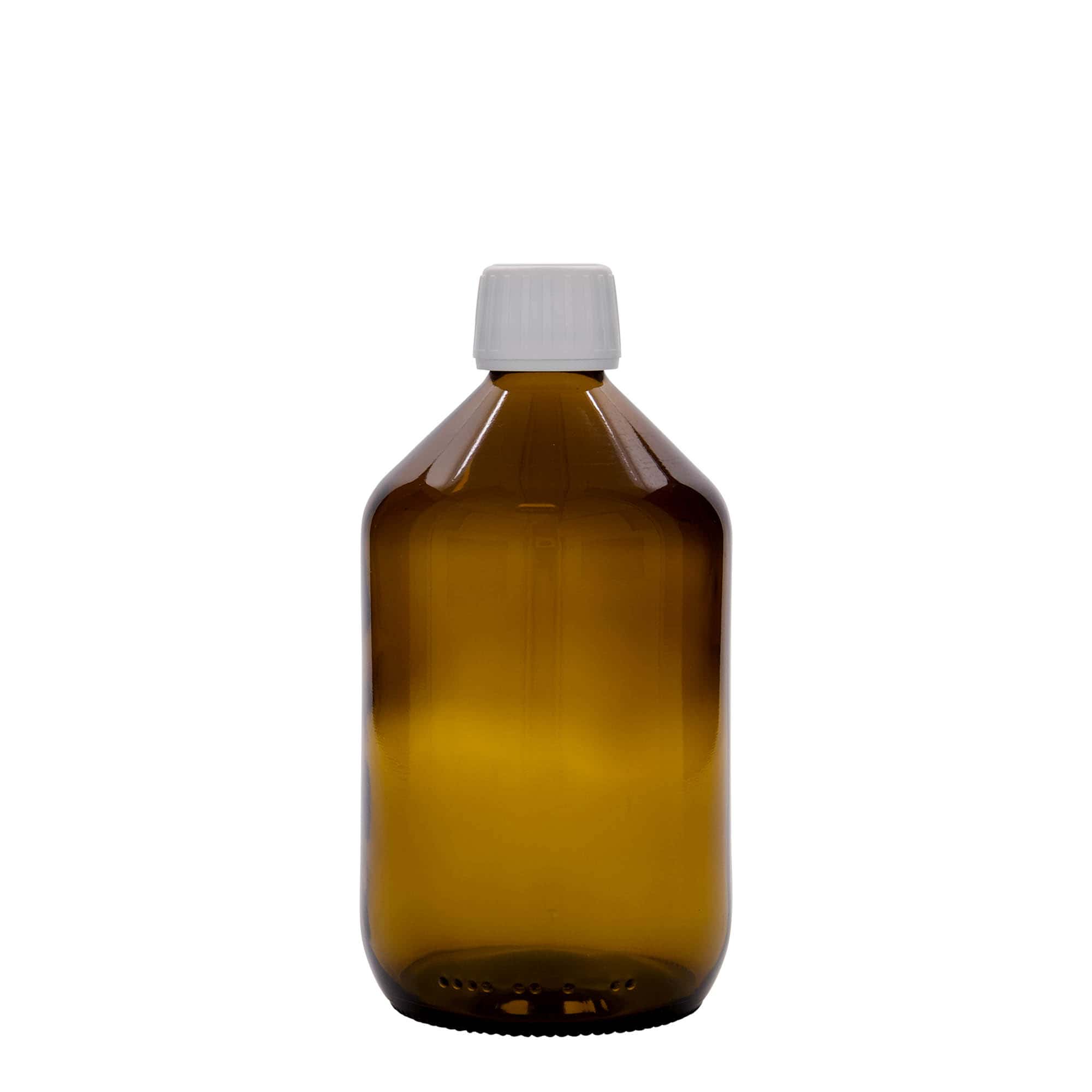 500 ml lekárska fľaša, hnedá, sklo, hrdlo: PP 28