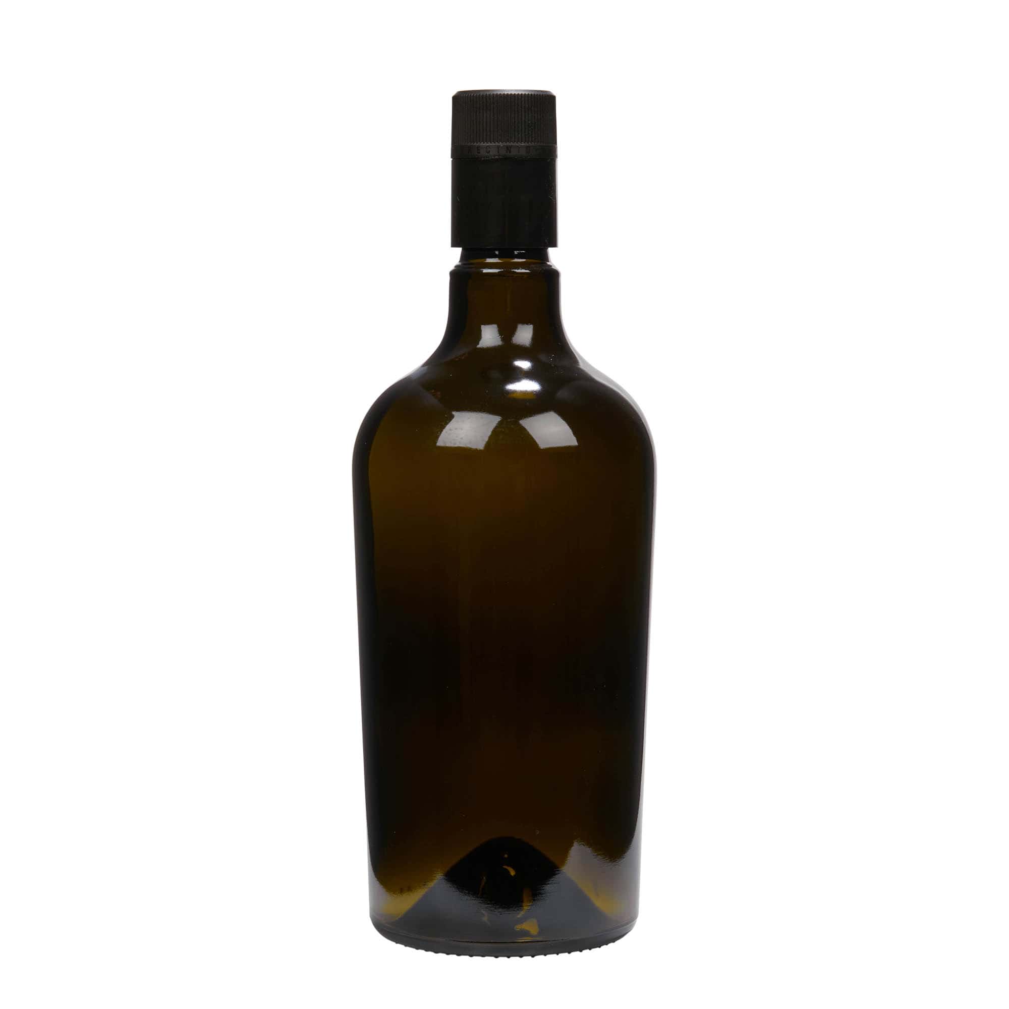 750 ml fľaša na ocot/olej „Oleum“, sklená, antická zelená farba, hrdlo: DOP
