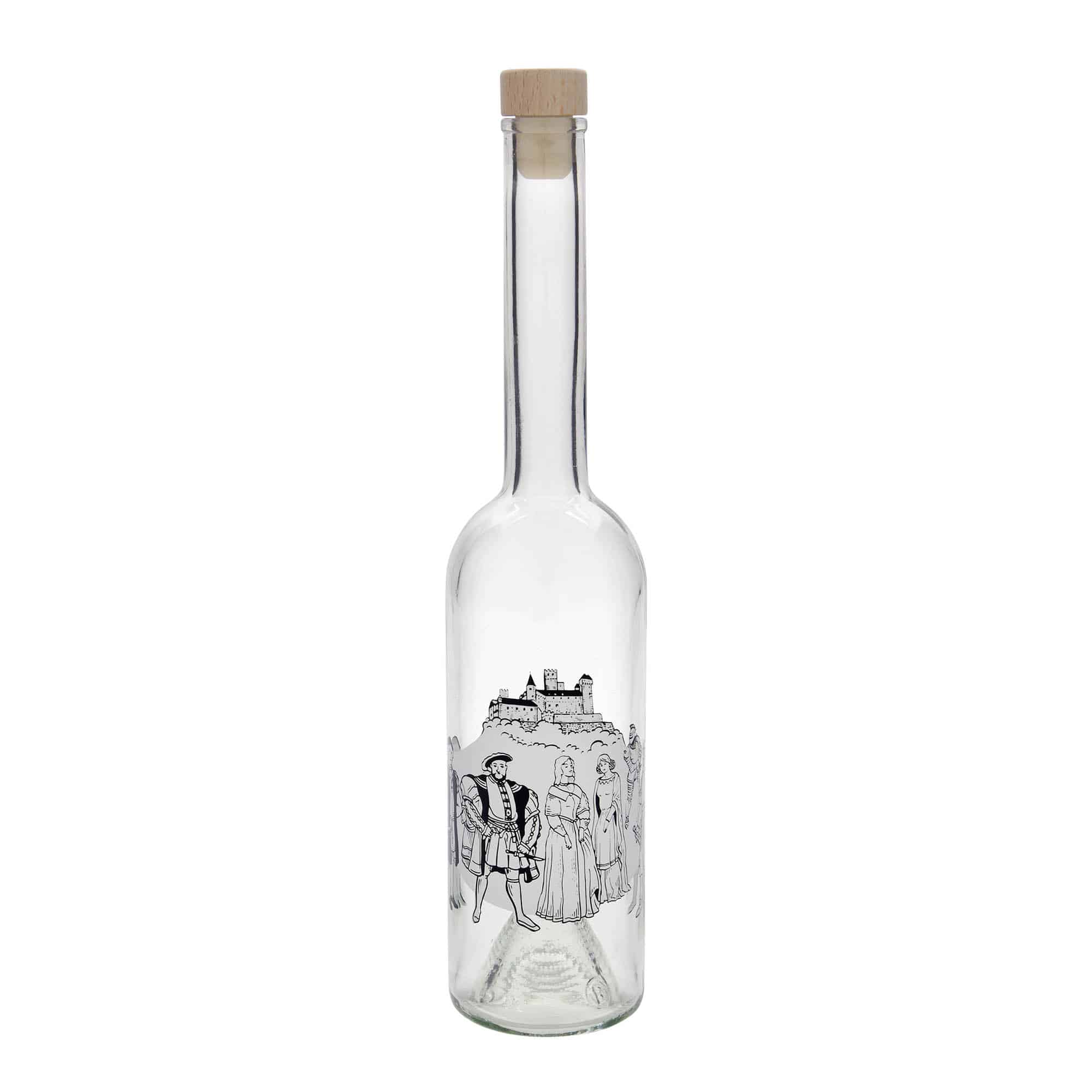500 ml sklená fľaša „Opera“, motív: stredovek, hrdlo: korok