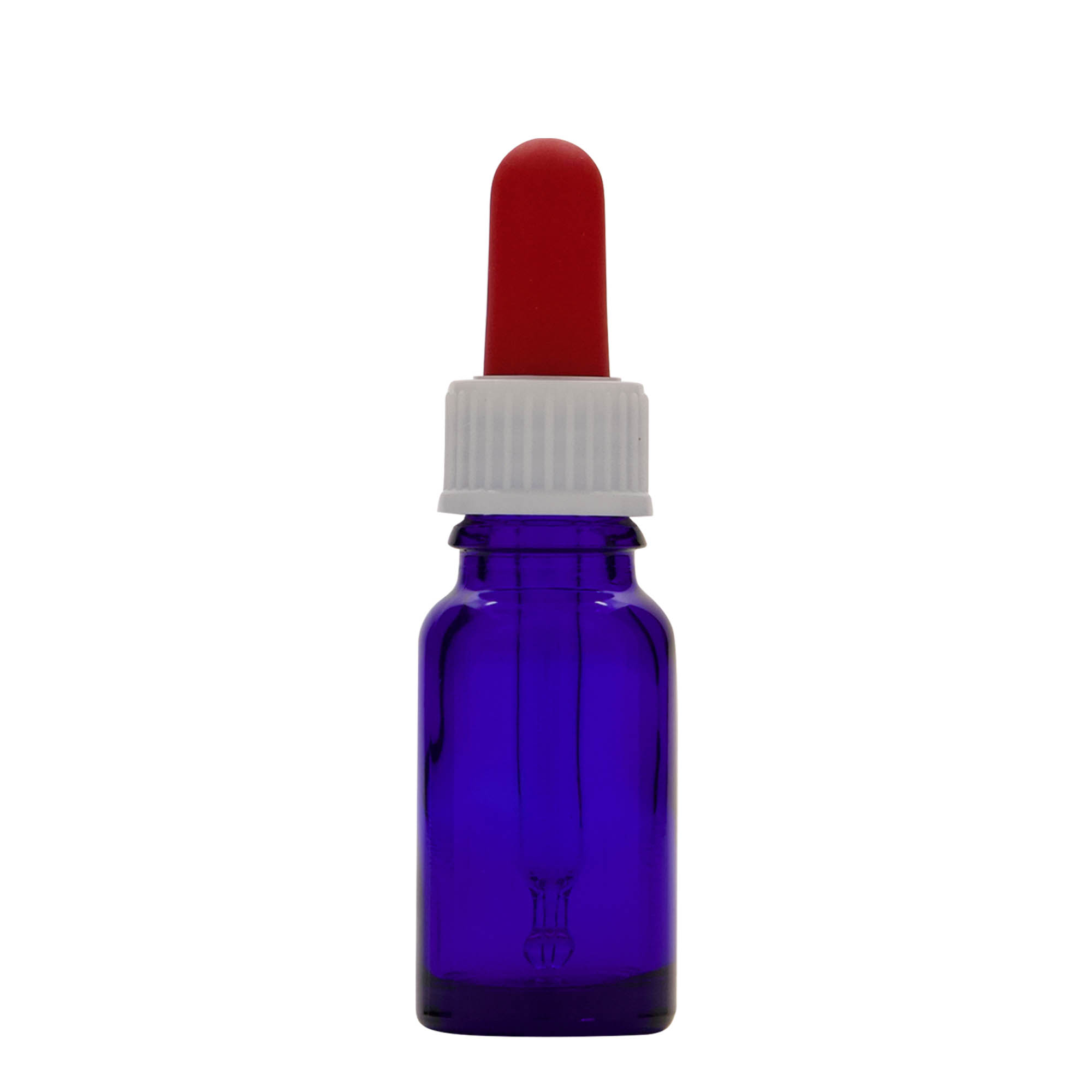 10 ml liekovka s pipetou, sklo, kráľovská modrá-červená, hrdlo: DIN 18