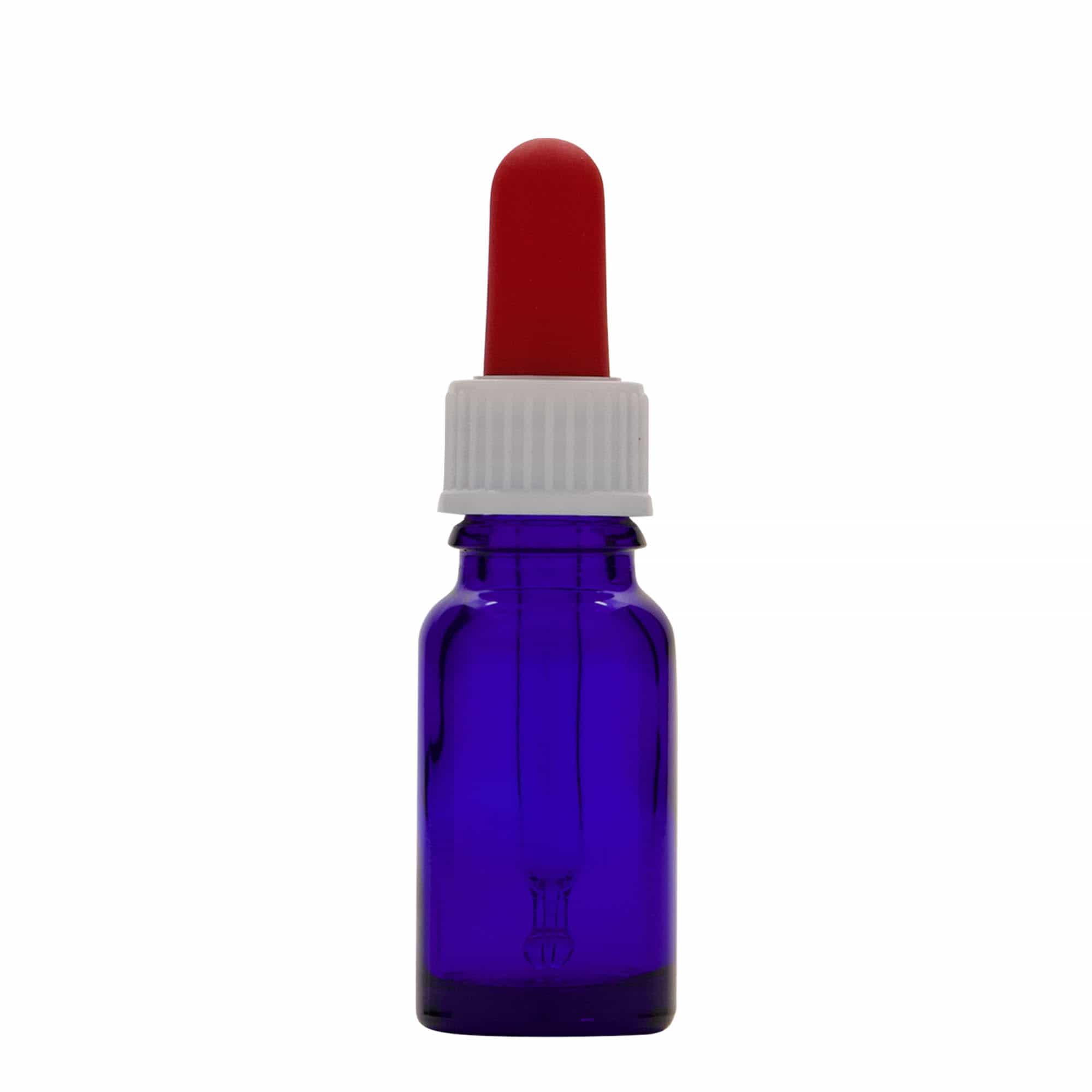 10 ml liekovka s pipetou, sklo, kráľovská modrá-červená, hrdlo: DIN 18