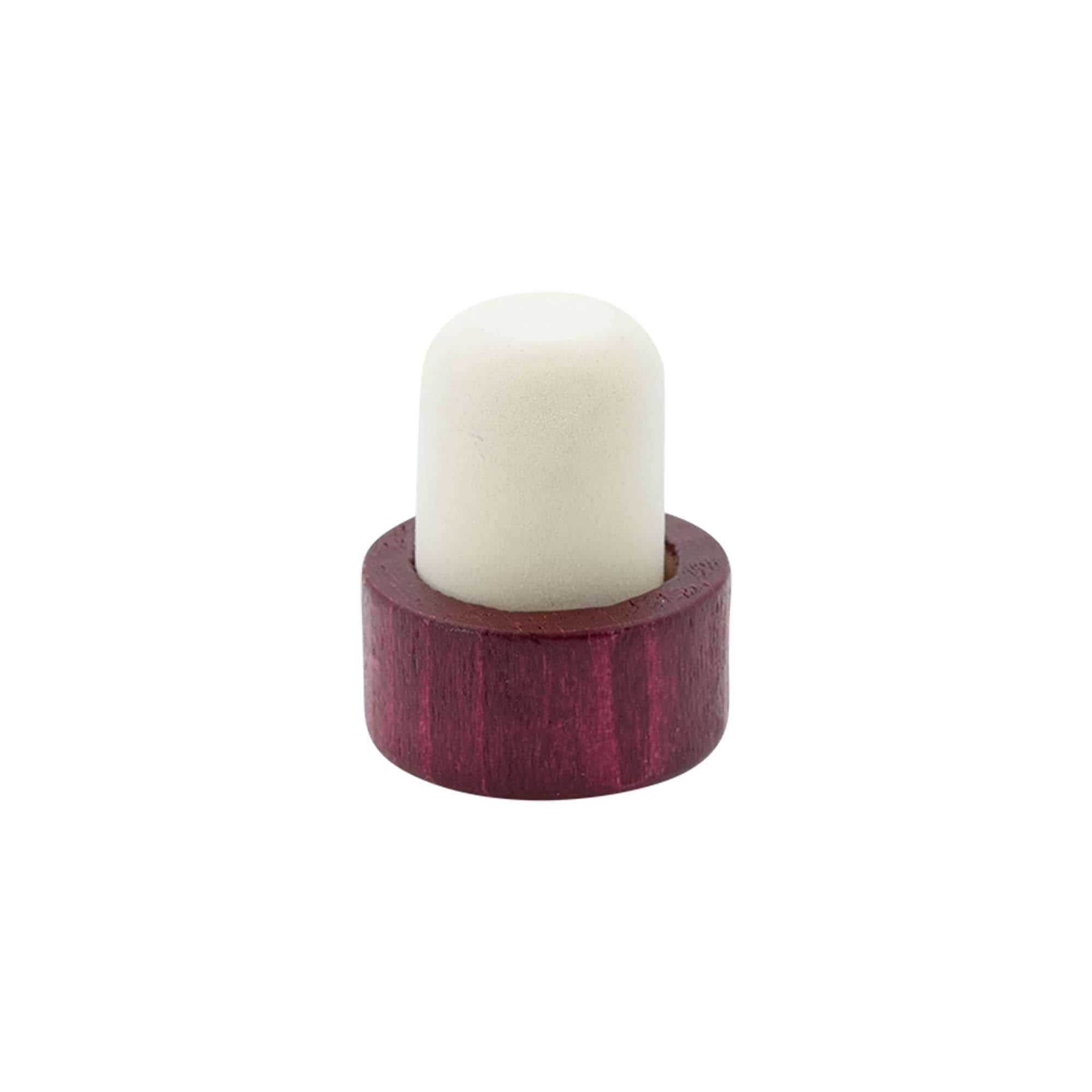 Rukoväťový korkový uzáver 19 mm, drevo/plast, bordová, na ústie: korkový uzáver