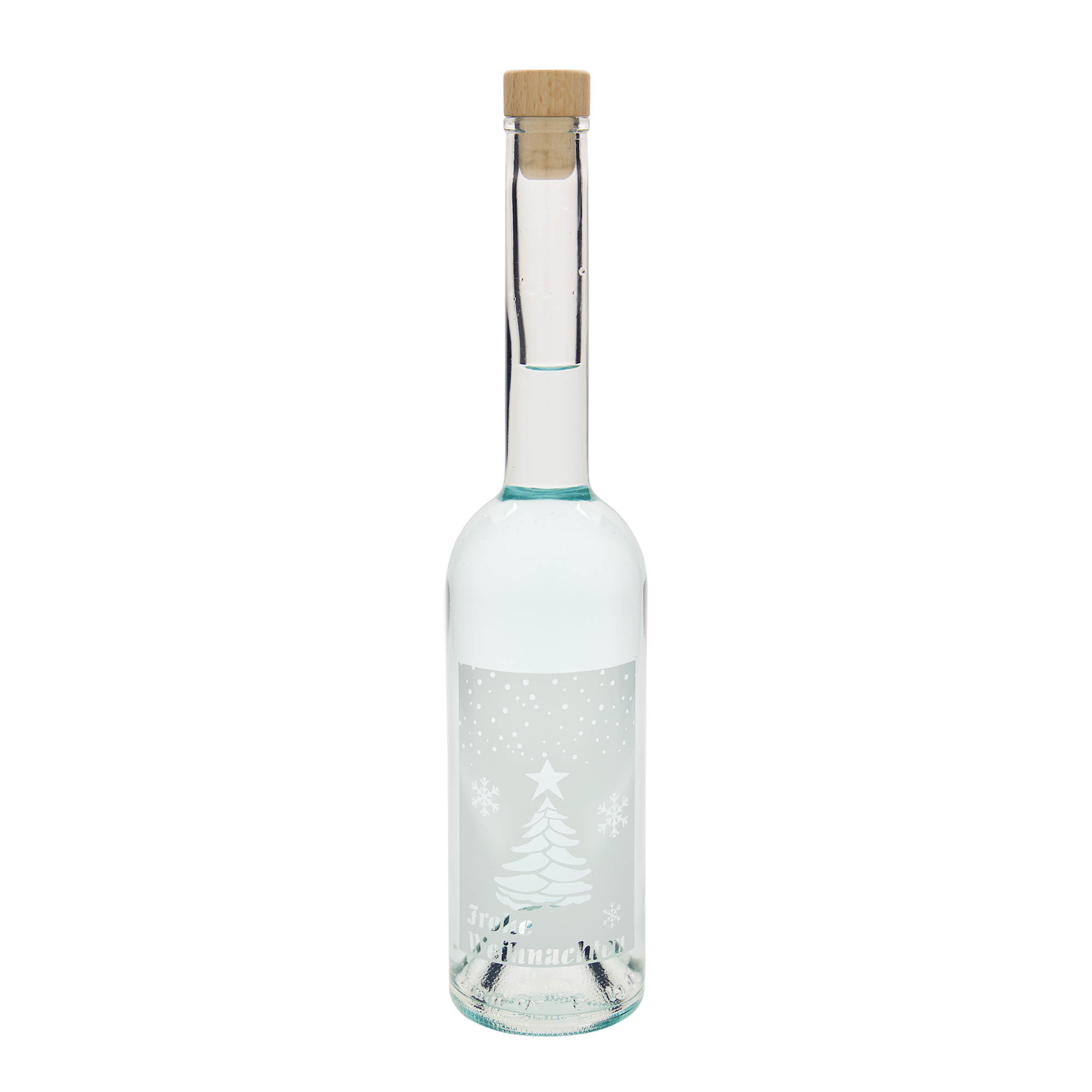 500 ml sklenená fľaša 'Opera', motív: Biele Vianoce, hrdlo: korok