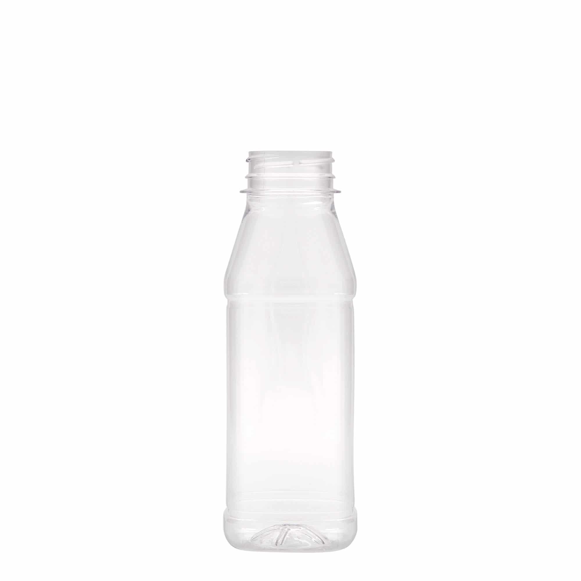 330 ml PET fľaša „Milk and Juice Carré“, štvorcová, plast, hrdlo: 38 mm 330 ml PET fľaša „Milk and Juice Carré“, štvorcová, plast, hrdlo: 38 mm