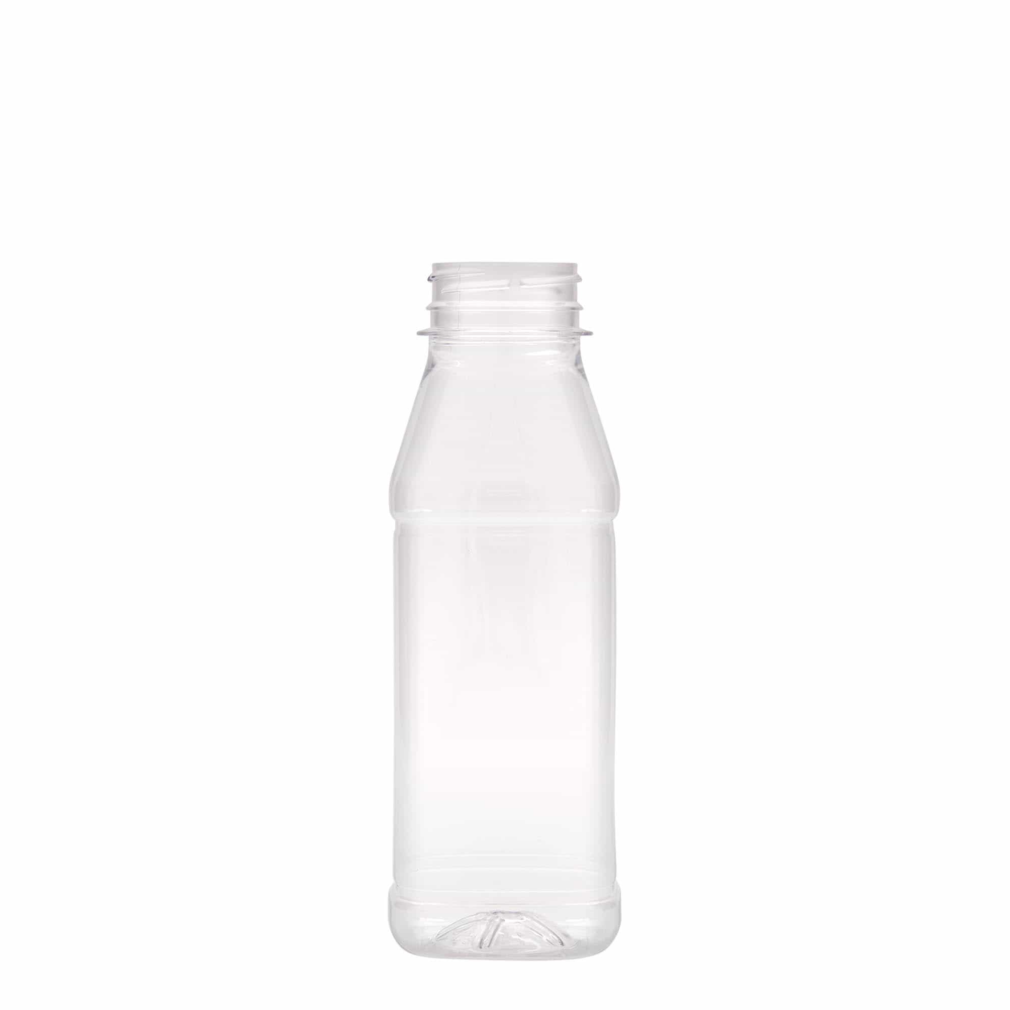 330 ml PET fľaša 'Milk and Juice Carré', štvorcová, plastová, hrdlo: 38 mm