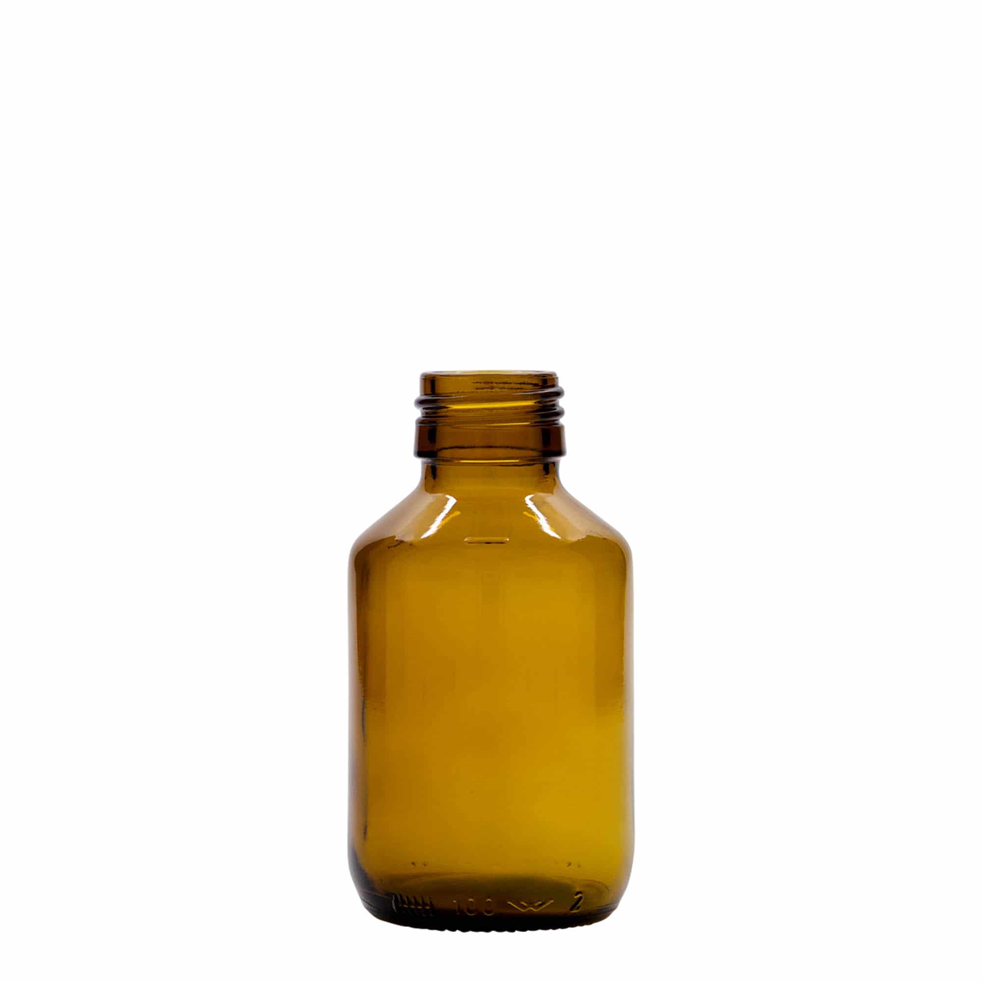 100 ml liekovka, hnedá farba, sklená, hrdlo: PP 28 100 ml liekovka, hnedá farba, sklená, hrdlo: PP 28