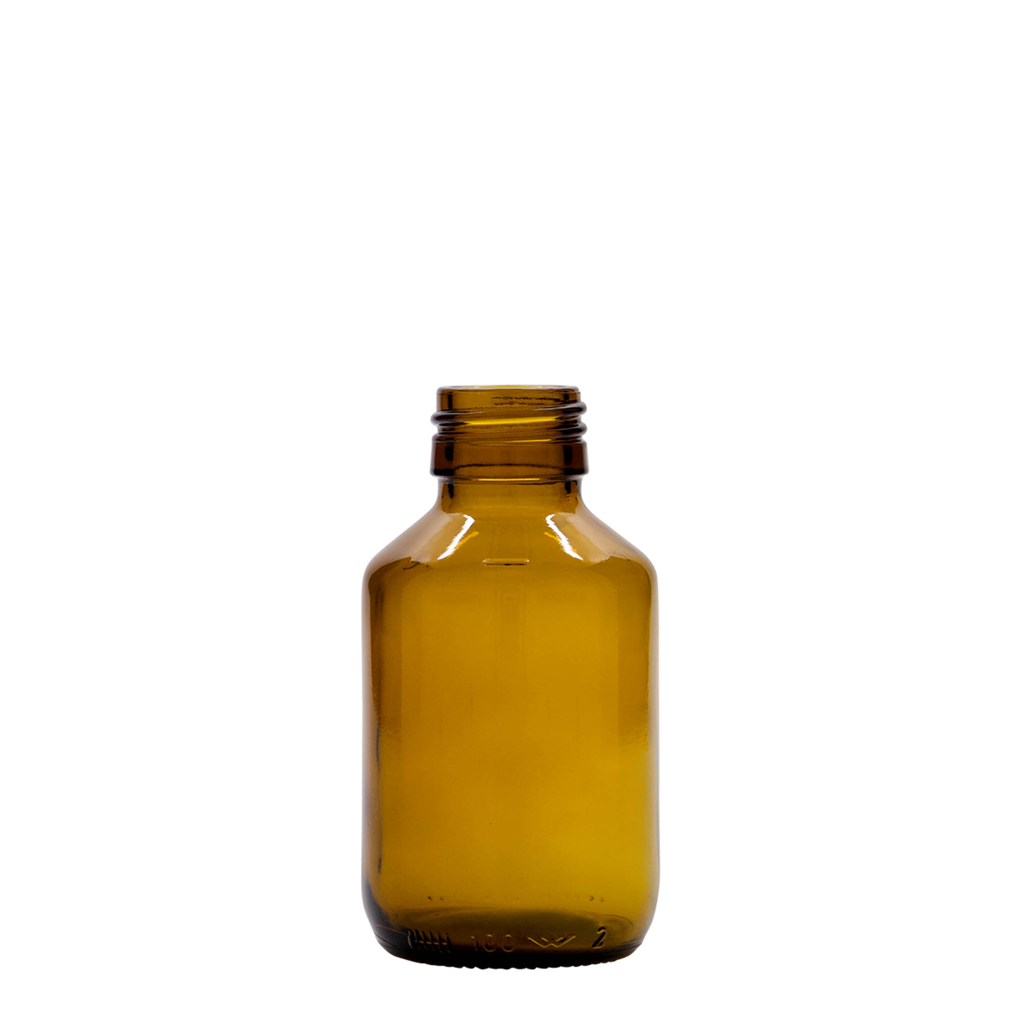 100 ml lekárska fľaša, hnedá, sklo, hrdlo: PP 28