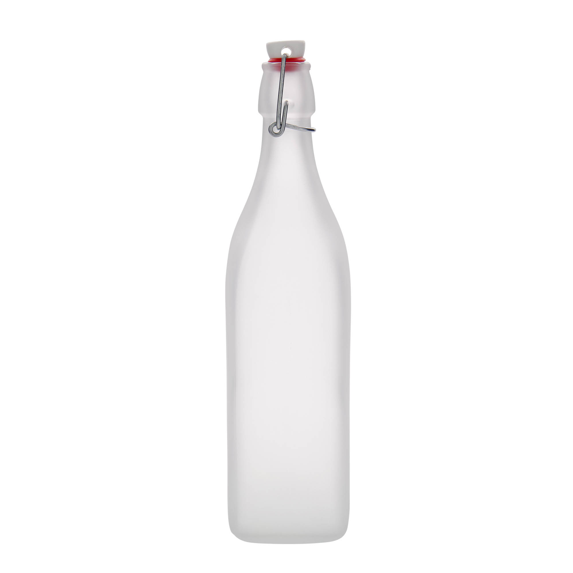 1 000 ml sklenená fľaša 'Swing, štvorcová, matná, hrdlo: pákové uzáver